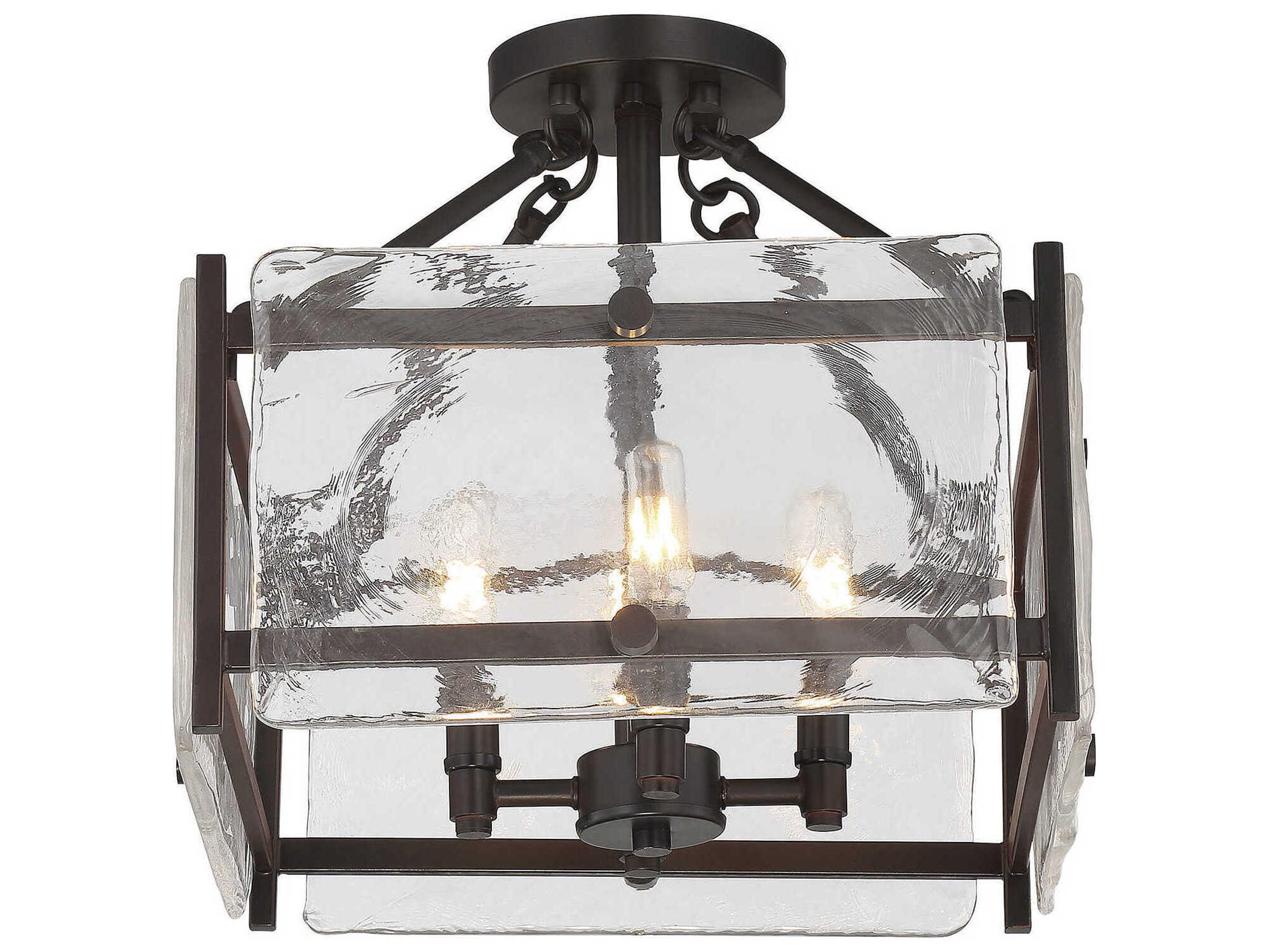 Savoy House Glenwood 4-Light English Bronze Glass Semi Flush Mount