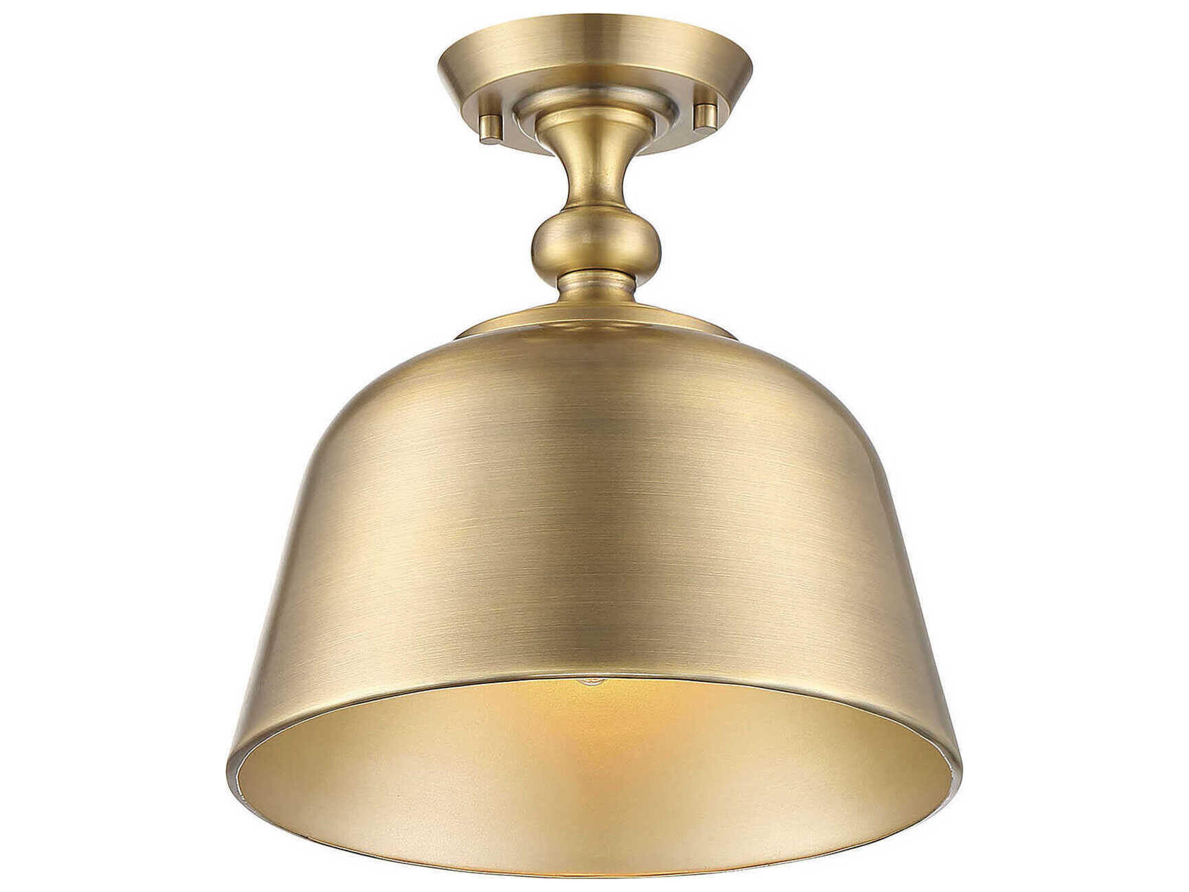 Savoy House Berg 1-Light Warm Brass Bell Semi Flush Mount