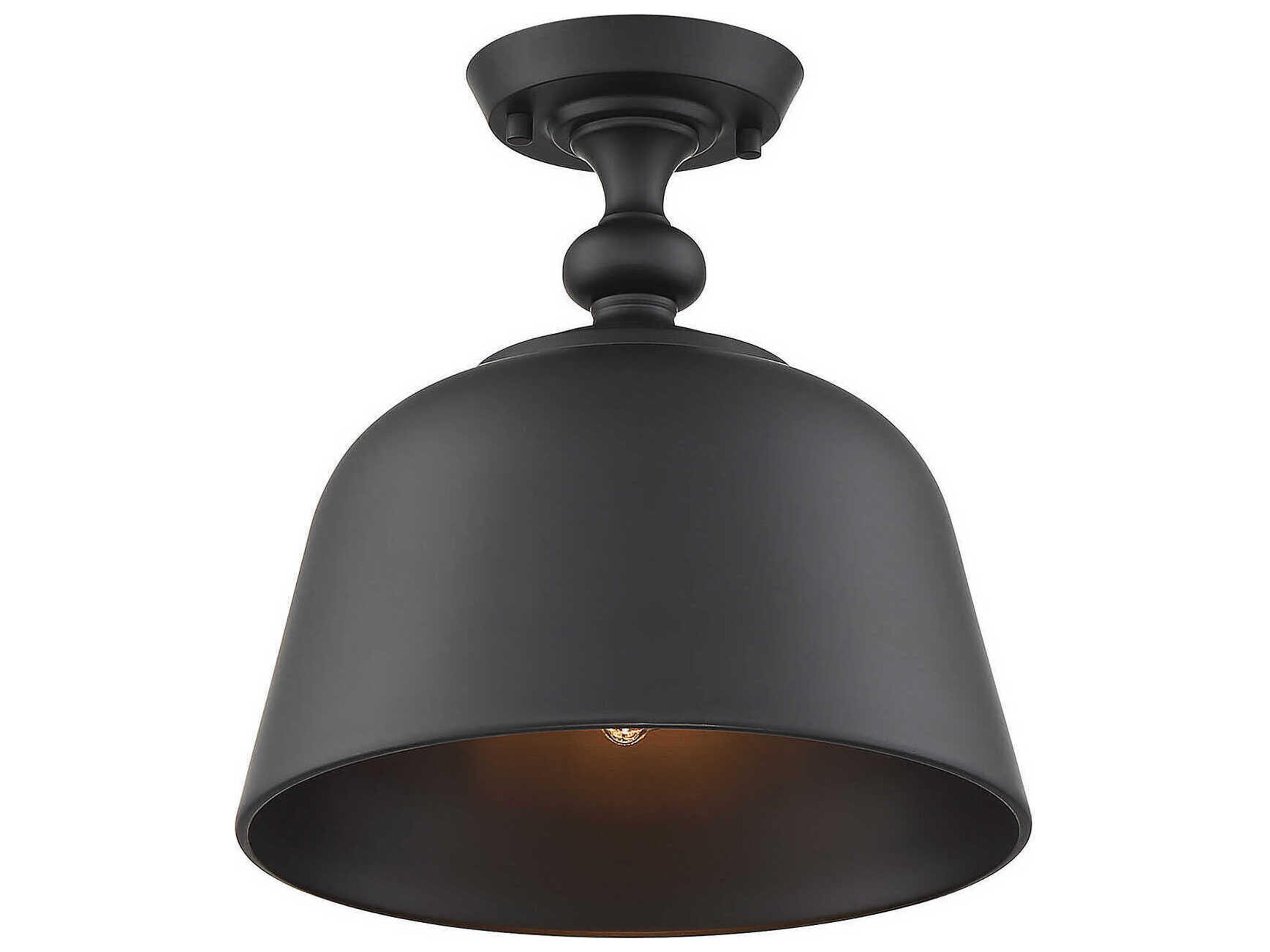 Savoy House Berg 1-Light Matte Black Bell Semi Flush Mount