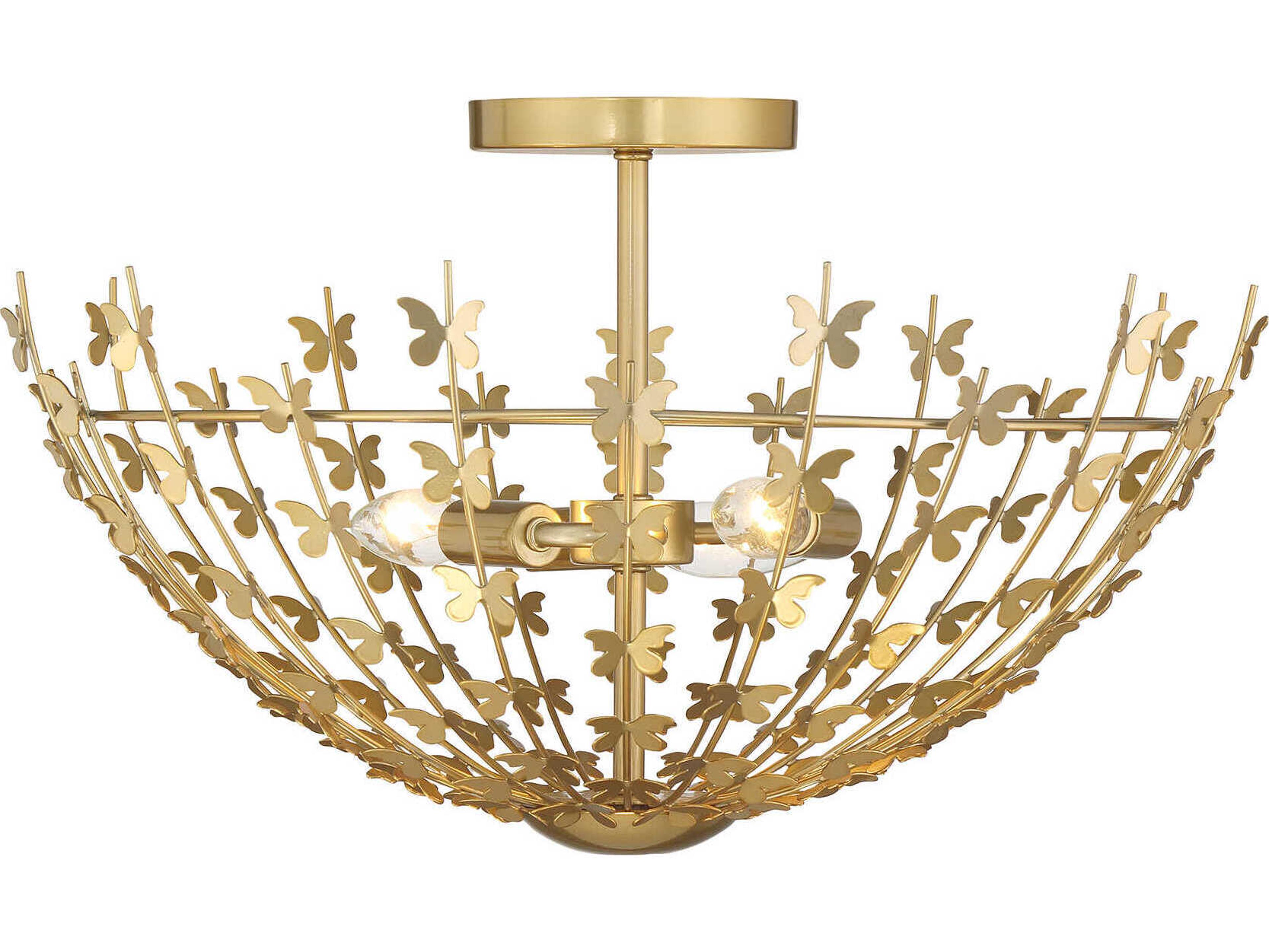 Savoy House Birch 3-Light Burnished Brass Bowl Semi Flush Mount