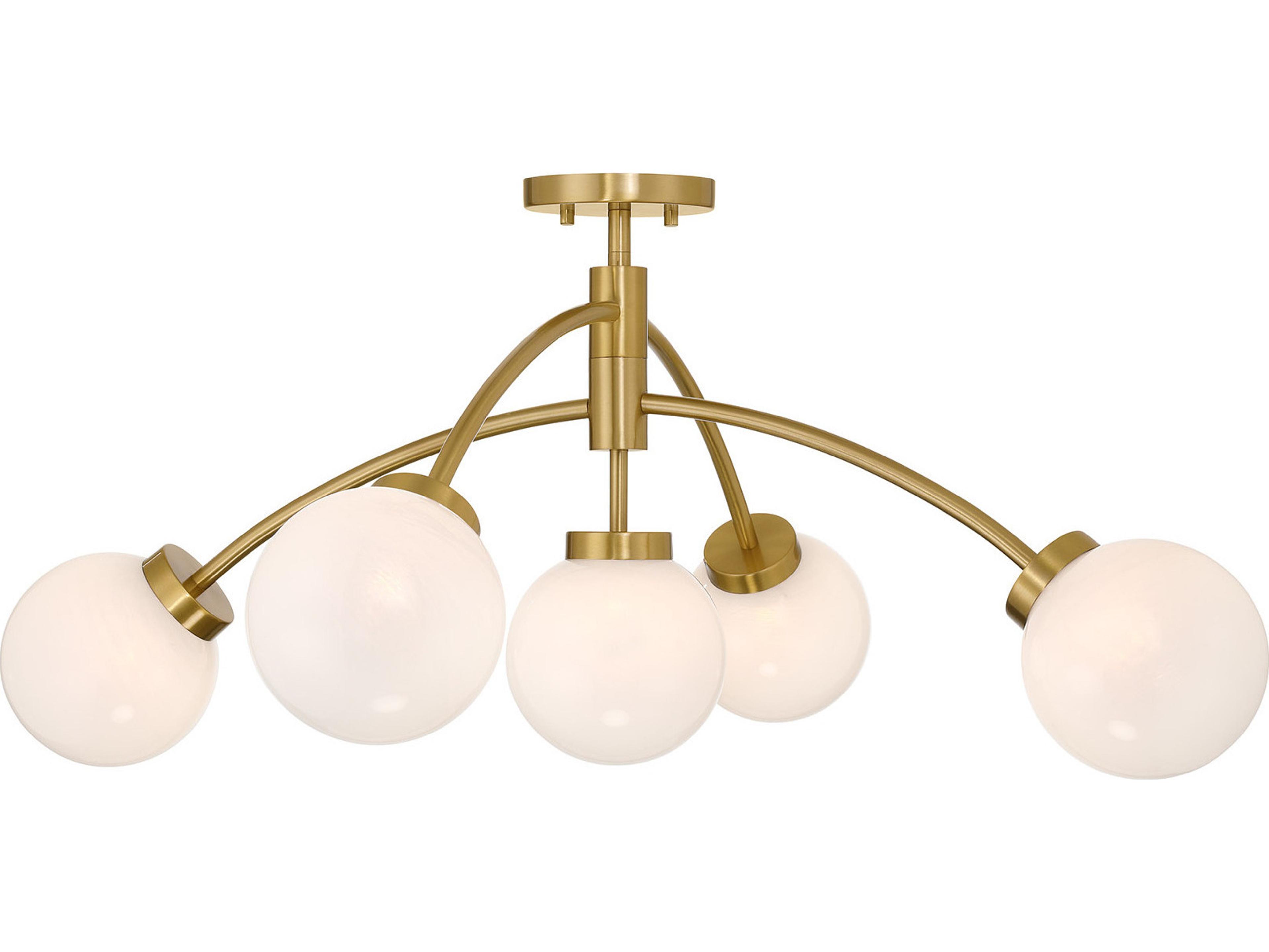 Savoy House Redfield 5-Light Warm Brass Globe Semi Flush Mount