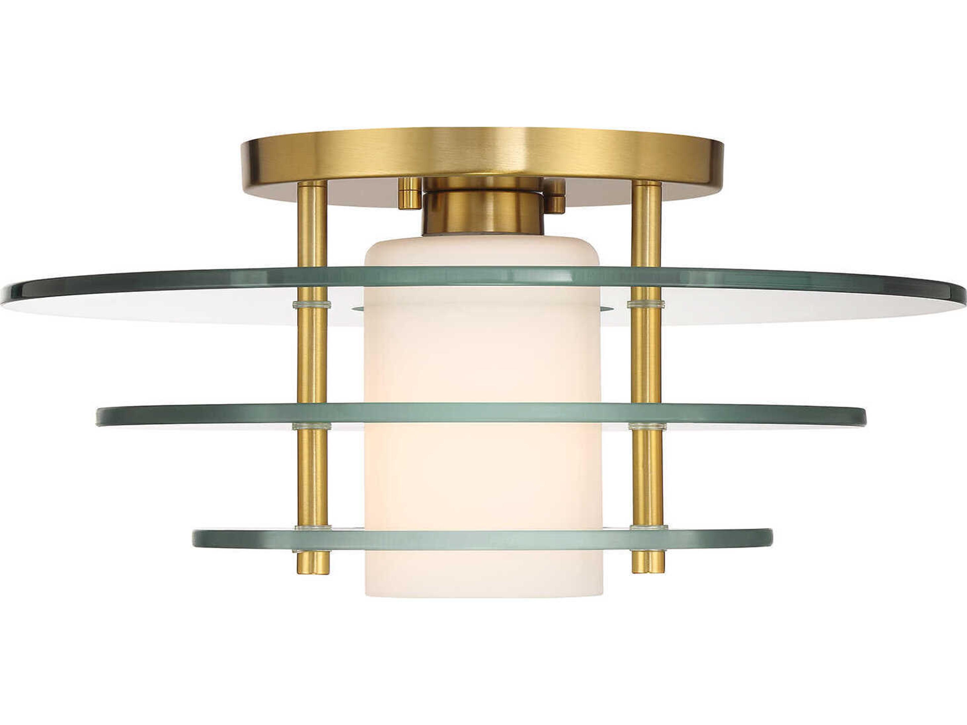 Savoy House Newell 1-Light Warm Brass Geometric Semi Flush Mount