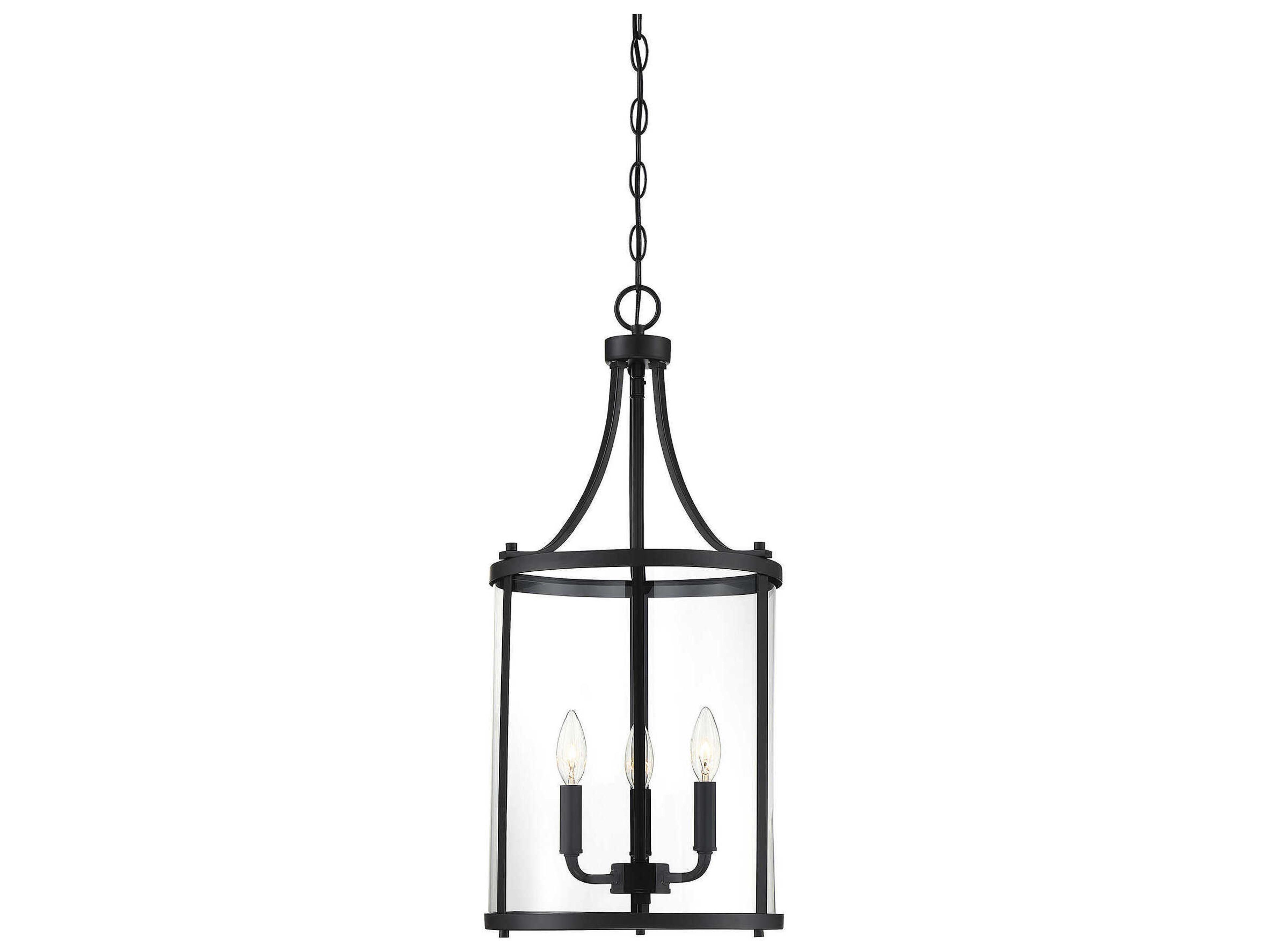 Savoy House Penrose 3-Light Black Glass Candelabra Cylinder Chandelier