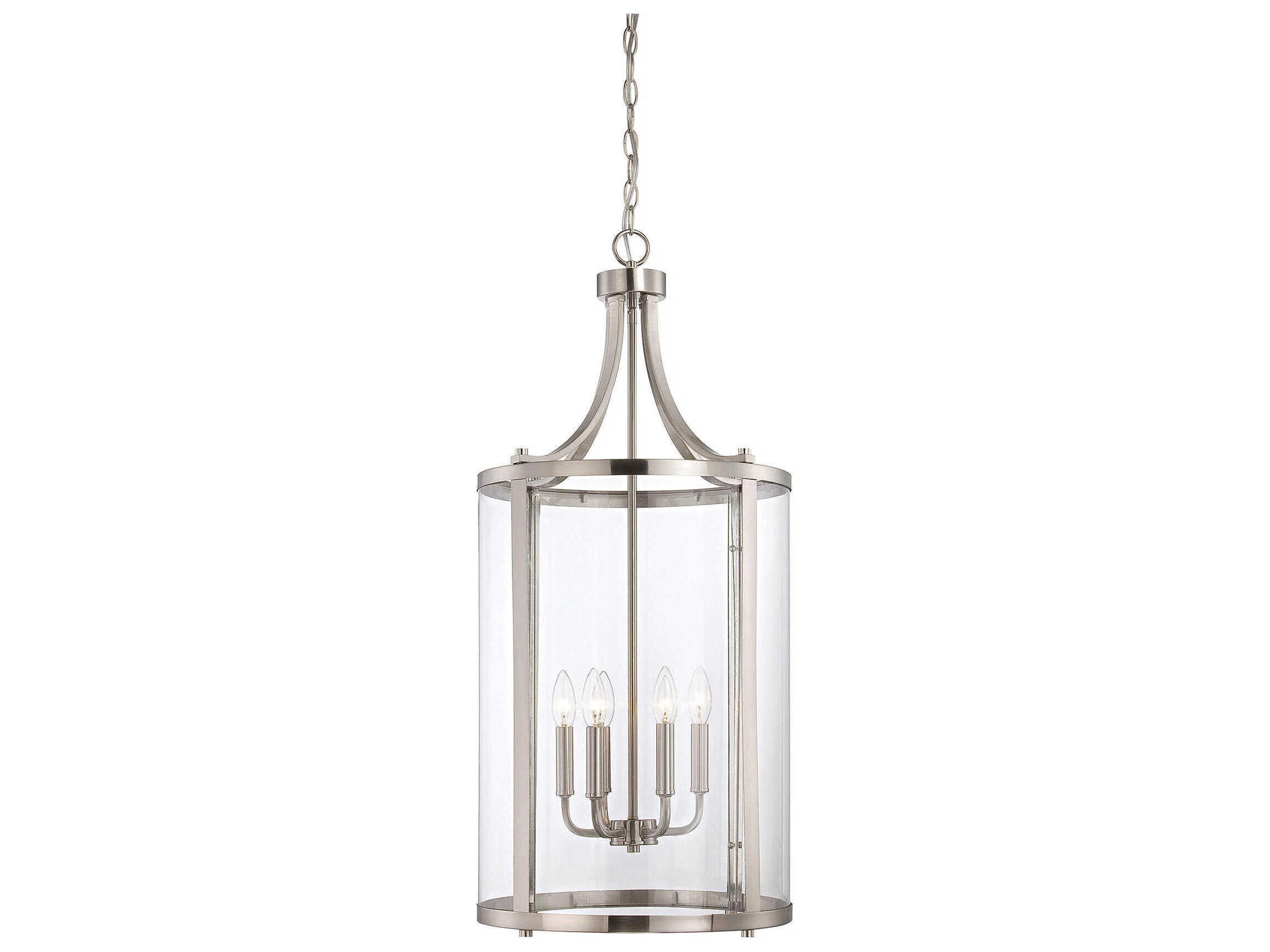 Savoy House Penrose 6-Light Satin Nickel Glass Candelabra Cylinder Chandelier