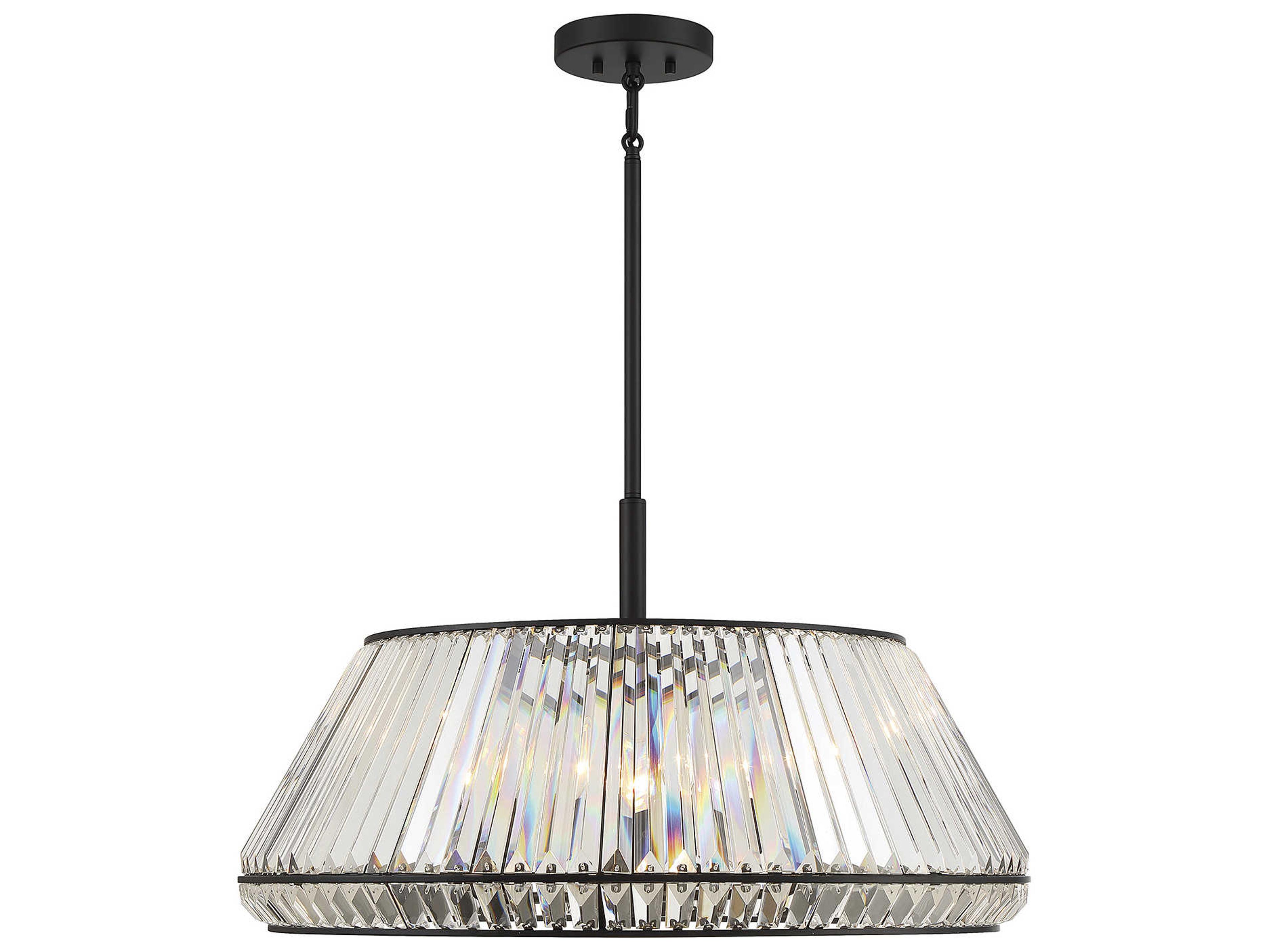 Savoy House Pyramid 6-Light Matte Black Crystal Empire Chandelier