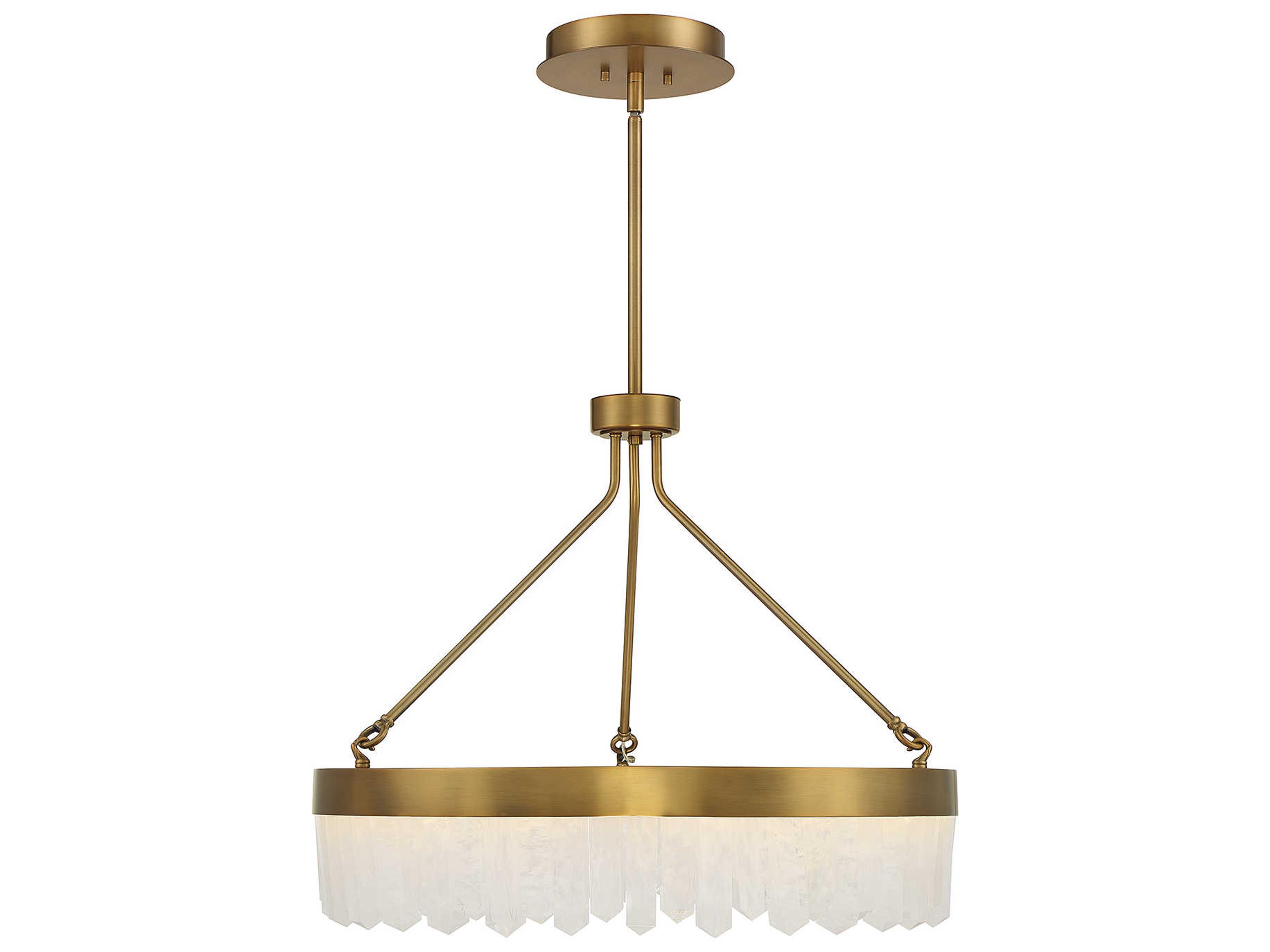 Savoy House Landon 1-Light Warm Brass Crystal LED Round Pendant