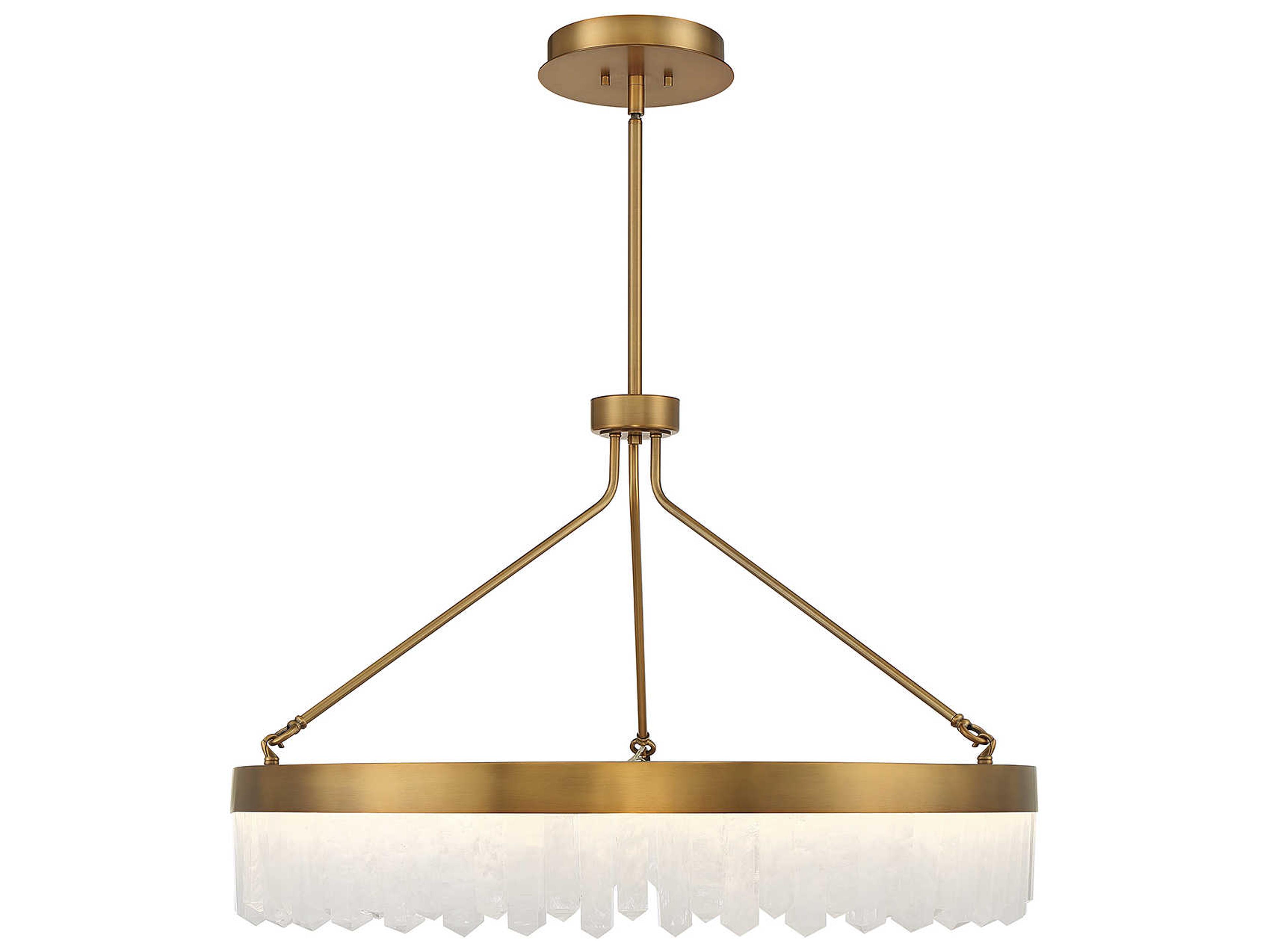 Savoy House Landon 1-Light Warm Brass Crystal LED Round Pendant