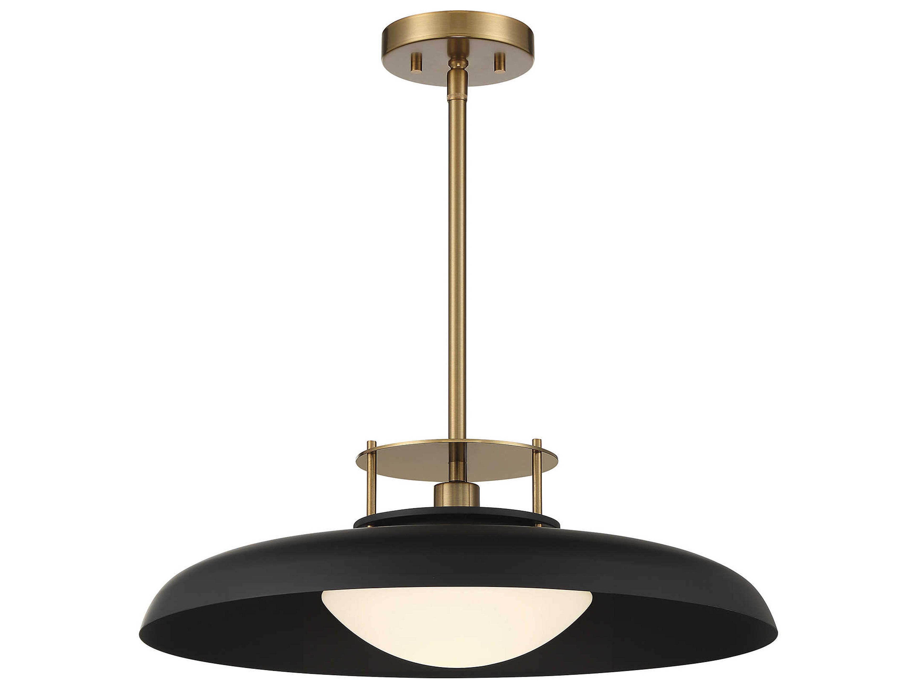 Savoy House Gavin 1-Light Matte Black Warm Brass Glass Bowl Dome Pendant