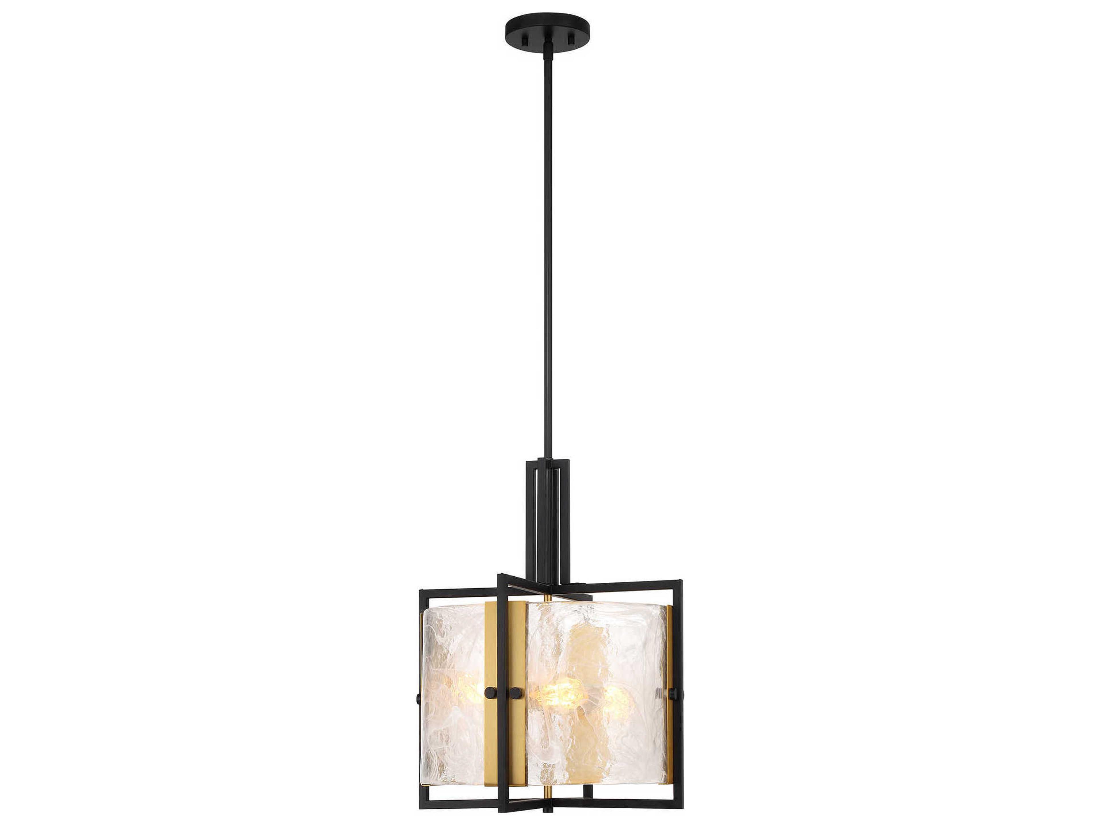 Savoy House Hayward 3-Light Matte Black Warm Brass Round Pendant