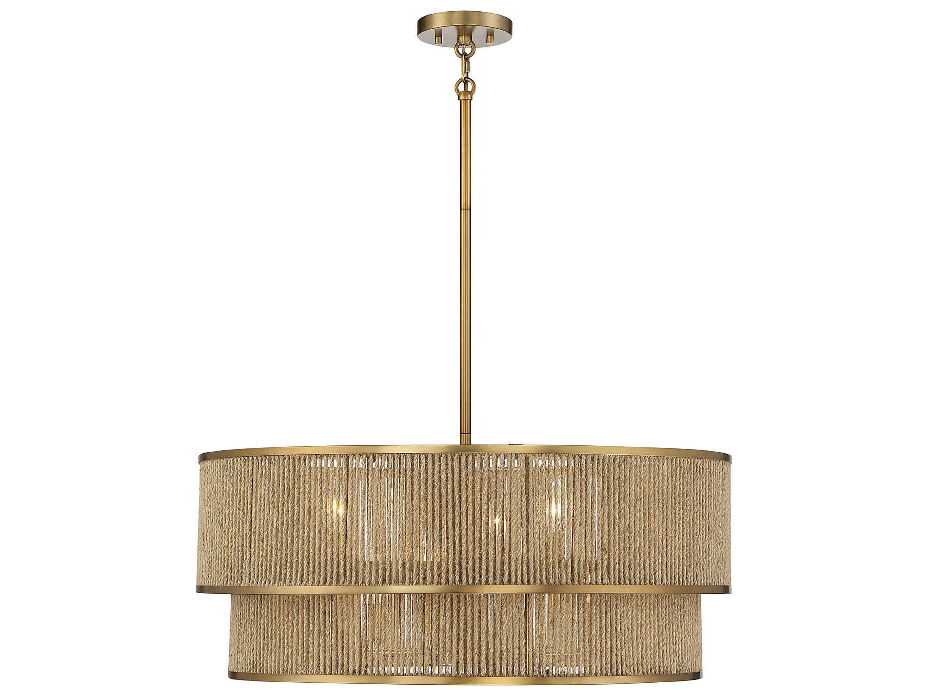 Savoy House Ashburn 6-Light Warm Brass Rope Round Chandelier