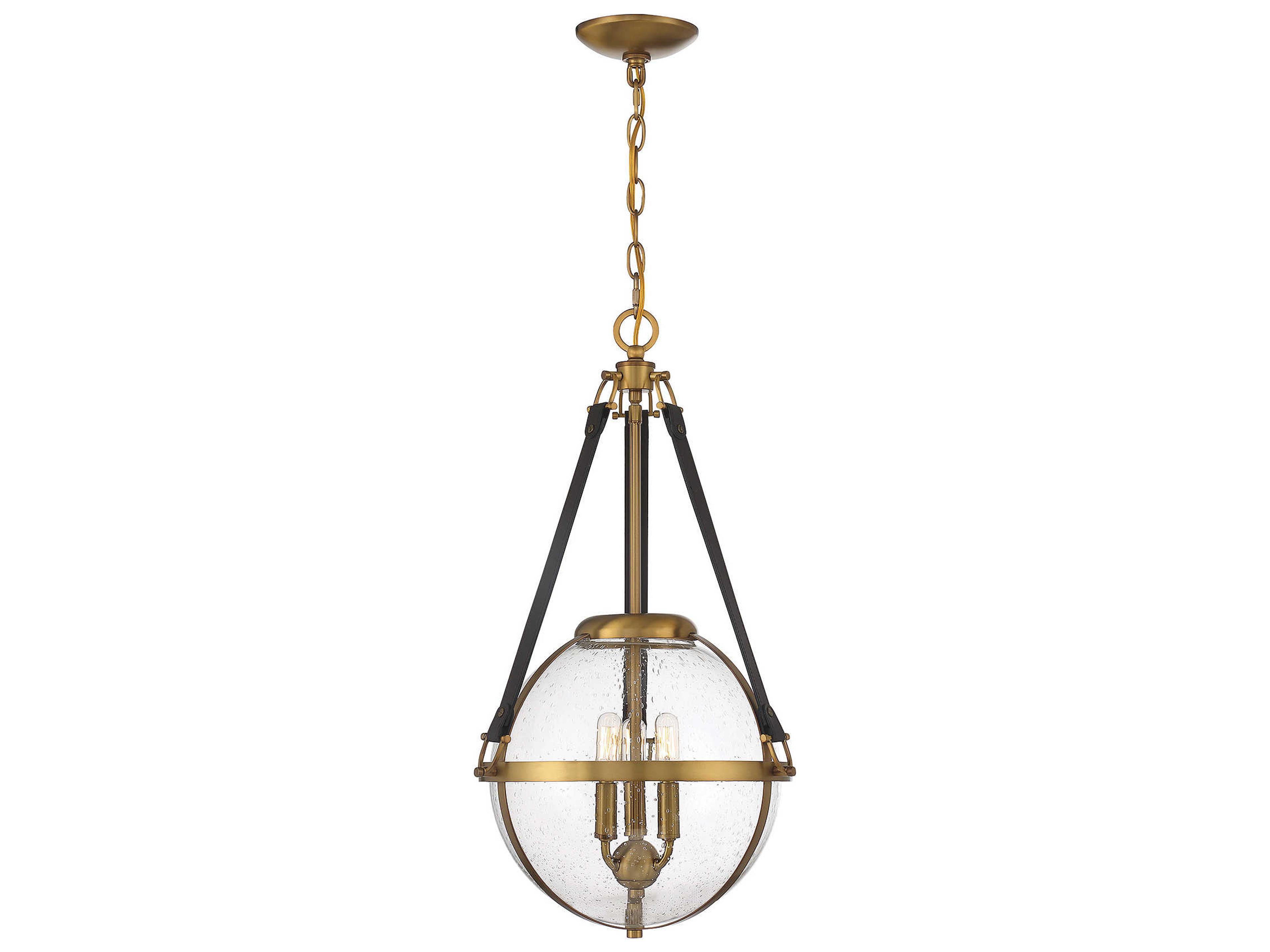 Savoy House Bozeman 3-Light Warm Brass Glass Globe Chandelier