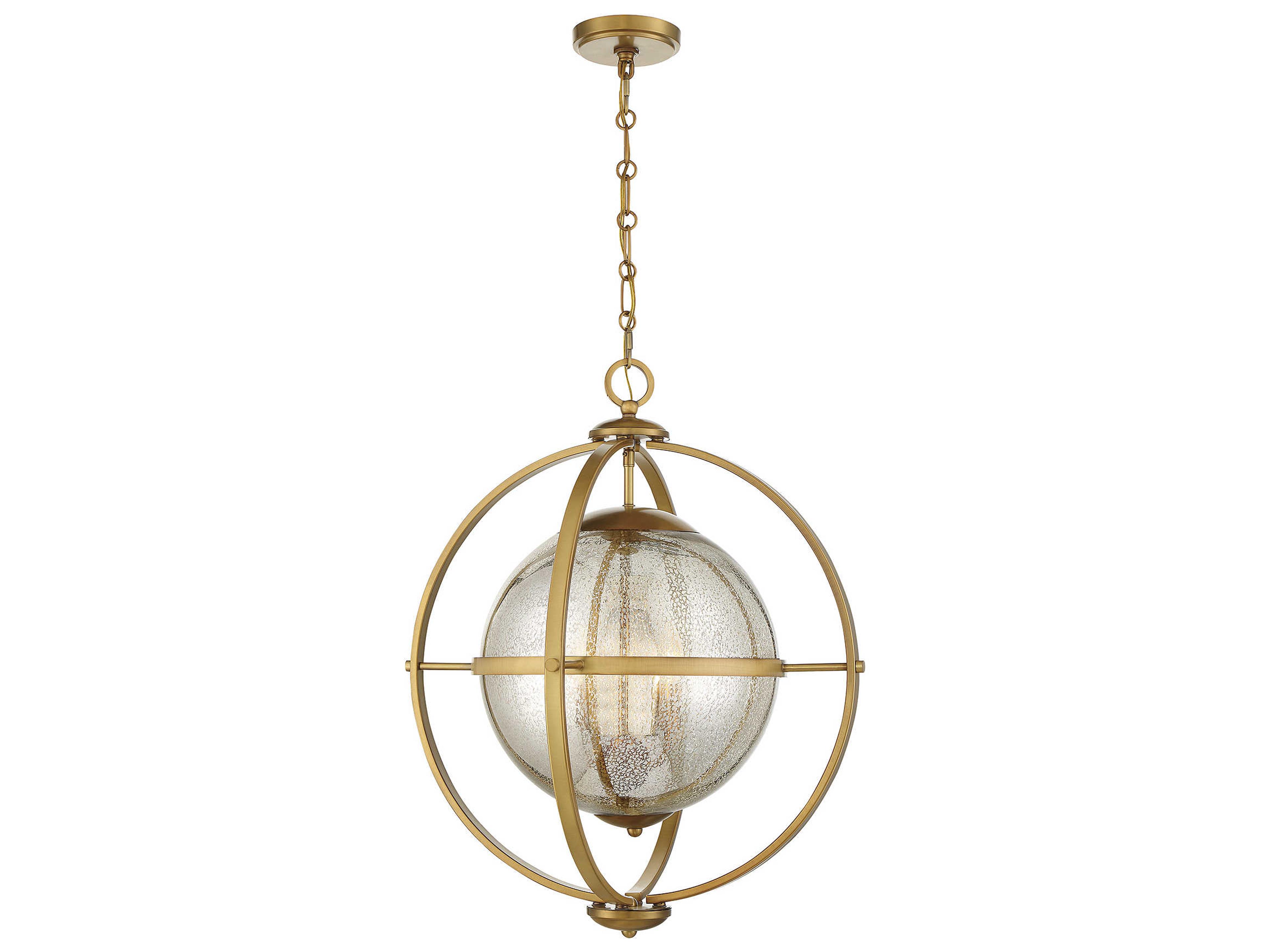 Savoy House Pearl 3-Light Warm Brass Glass Globe Pendant