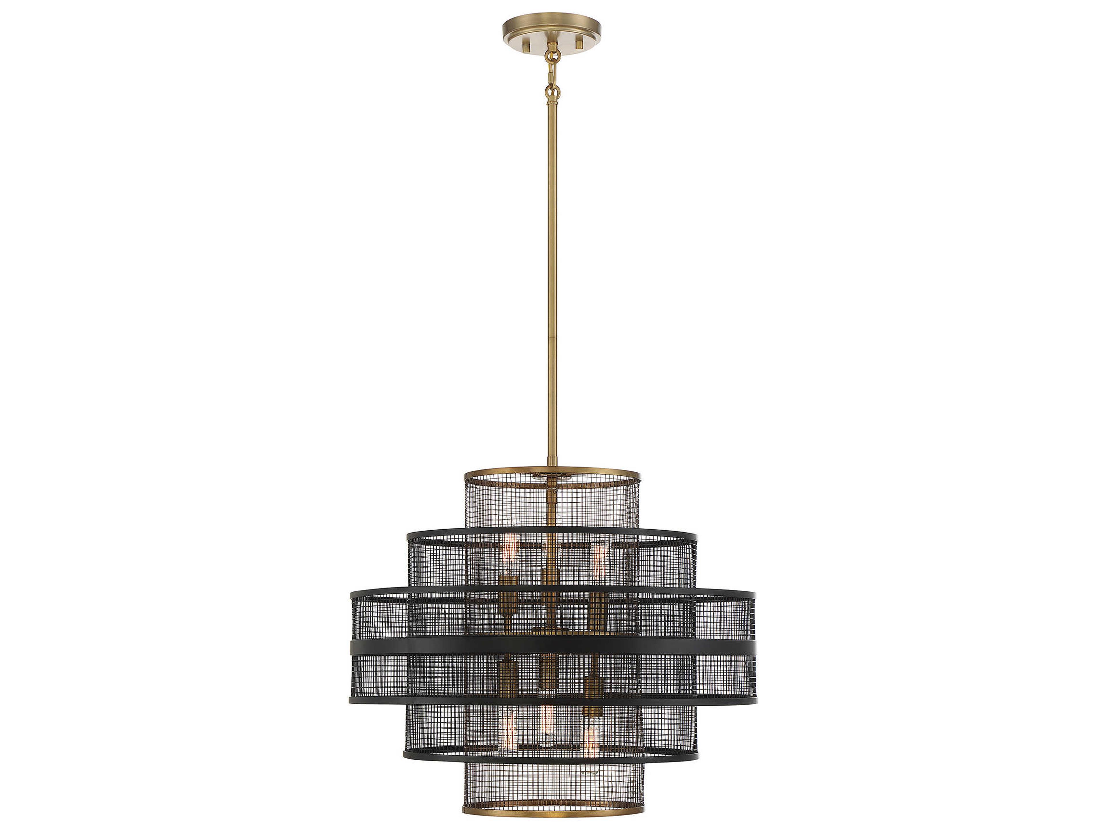 Savoy House Kelvin 6-Light Matte Black Warm Brass Tiered Pendant