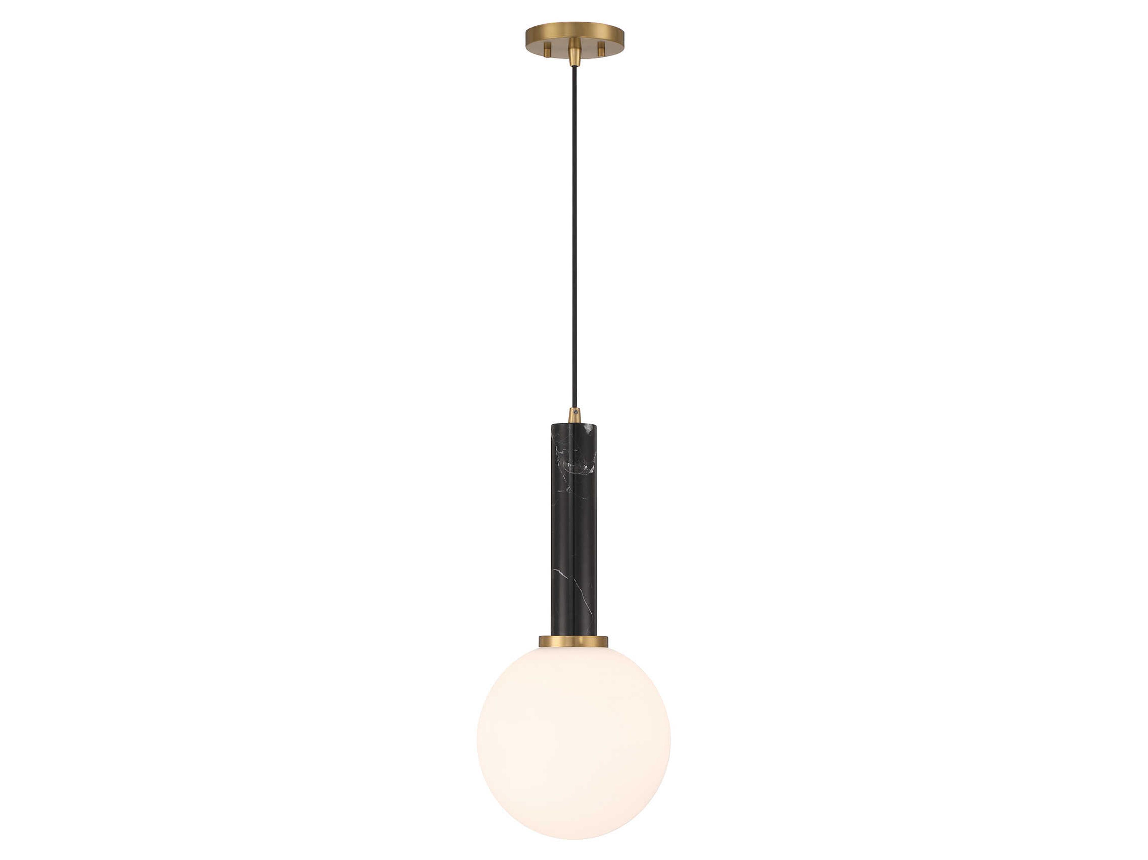 Savoy House Callaway 1-Light Black Marble Warm Brass Globe Mini Pendant