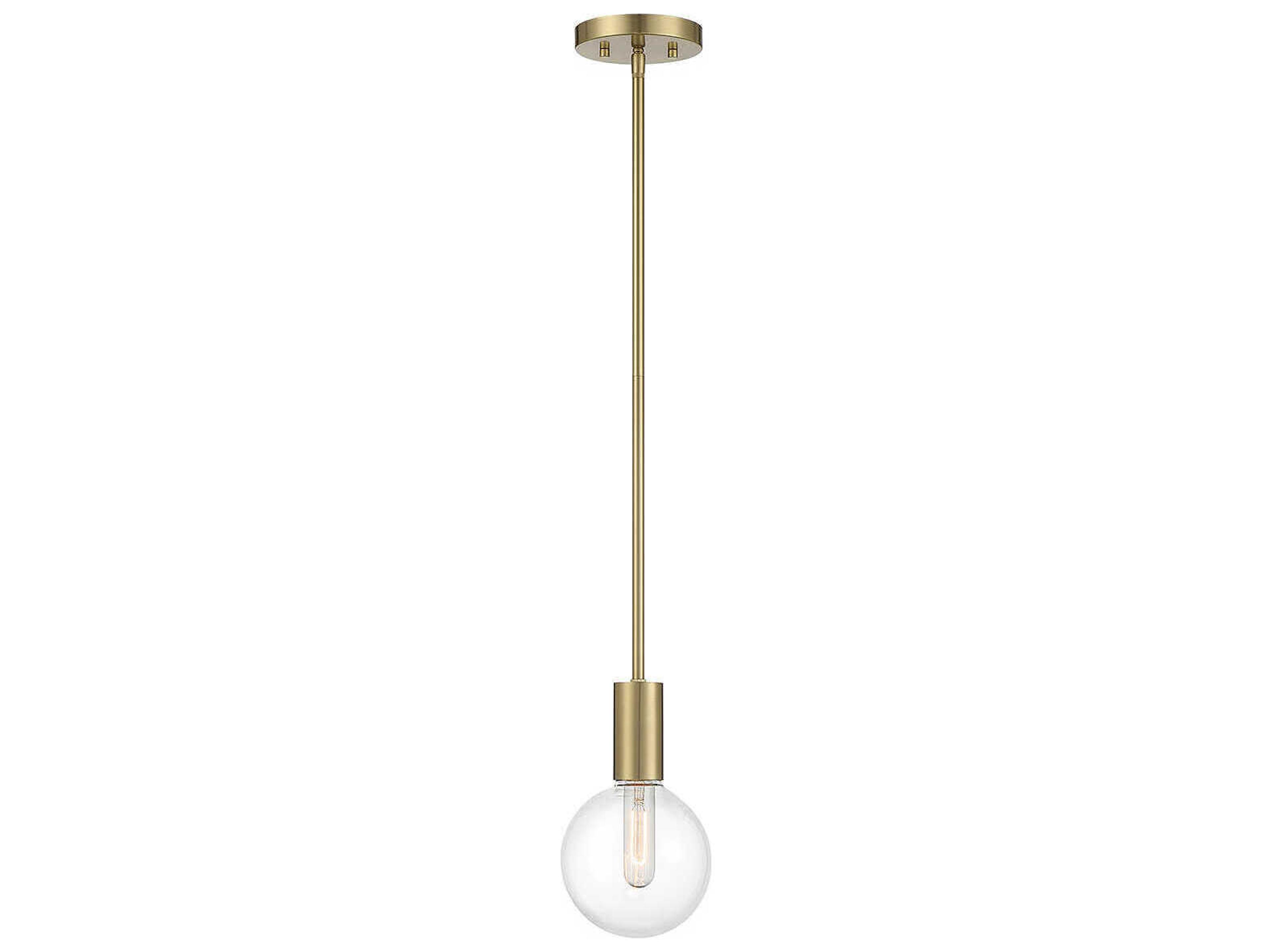 Savoy House Wright 1-Light Warm Brass Glass Globe Mini Pendant
