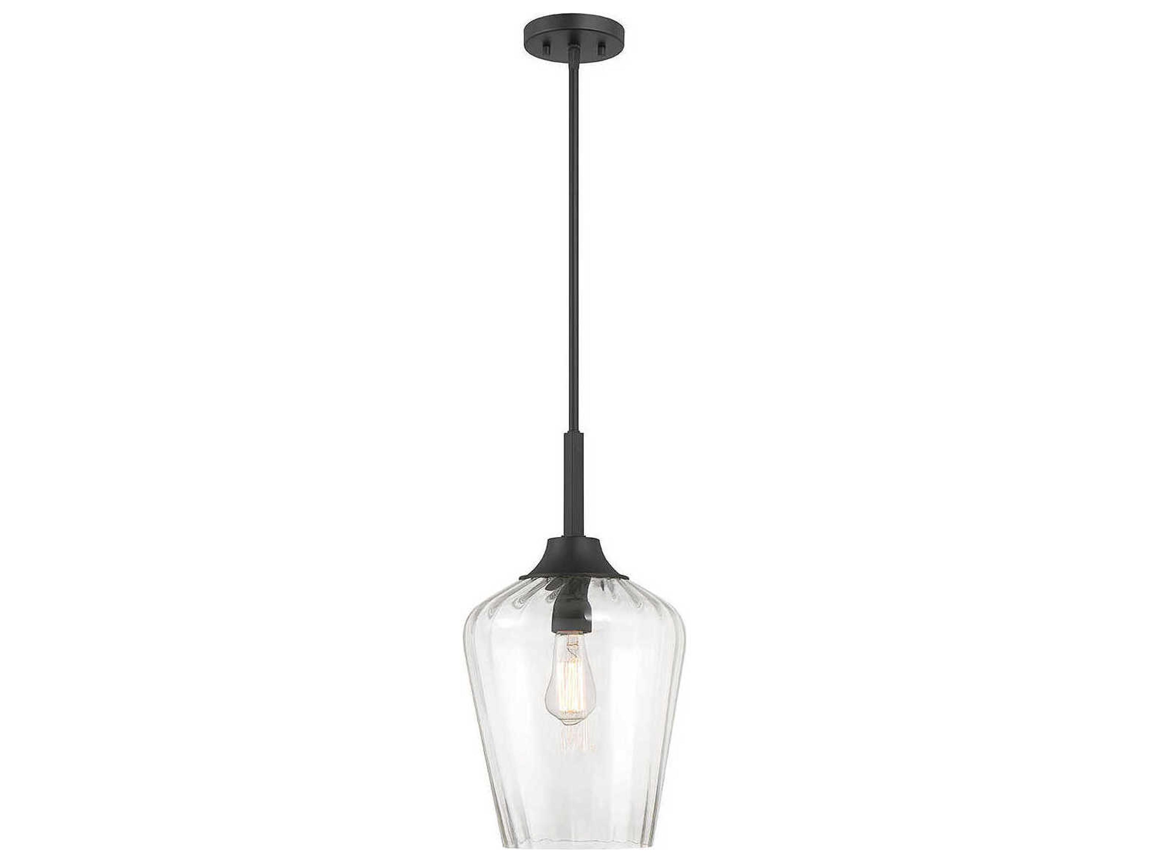 Savoy House Carlton 1-Light Matte Black Glass Bell Mini Pendant