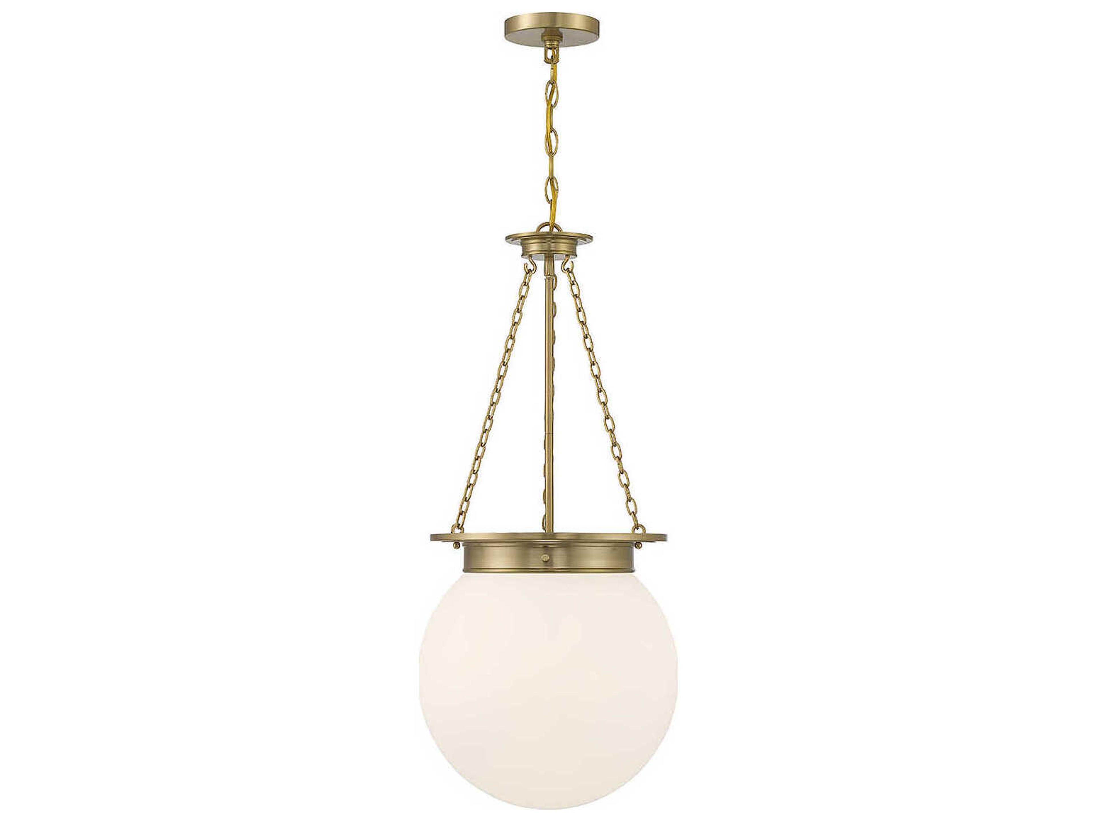 Savoy House Manor 3-Light Warm Brass Glass Globe Pendant