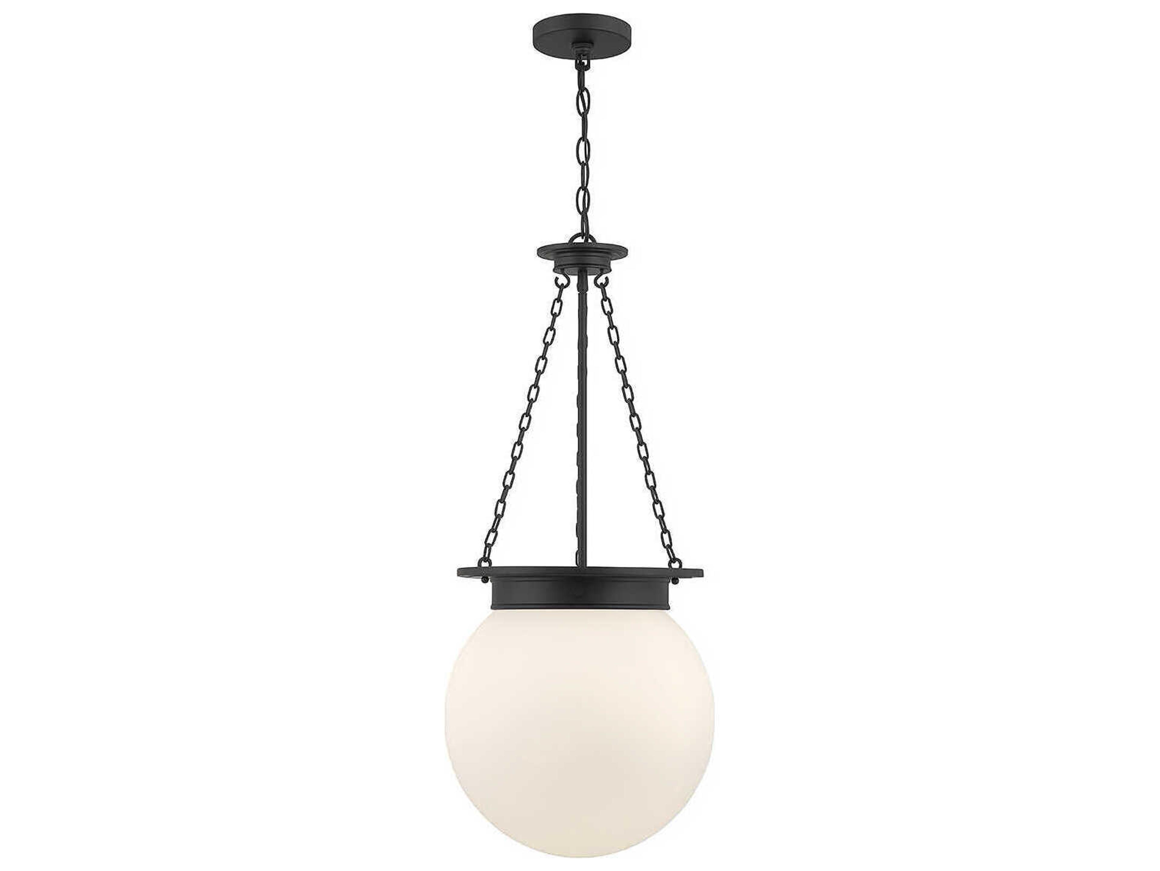 Savoy House Manor 3-Light Matte Black Glass Globe Pendant