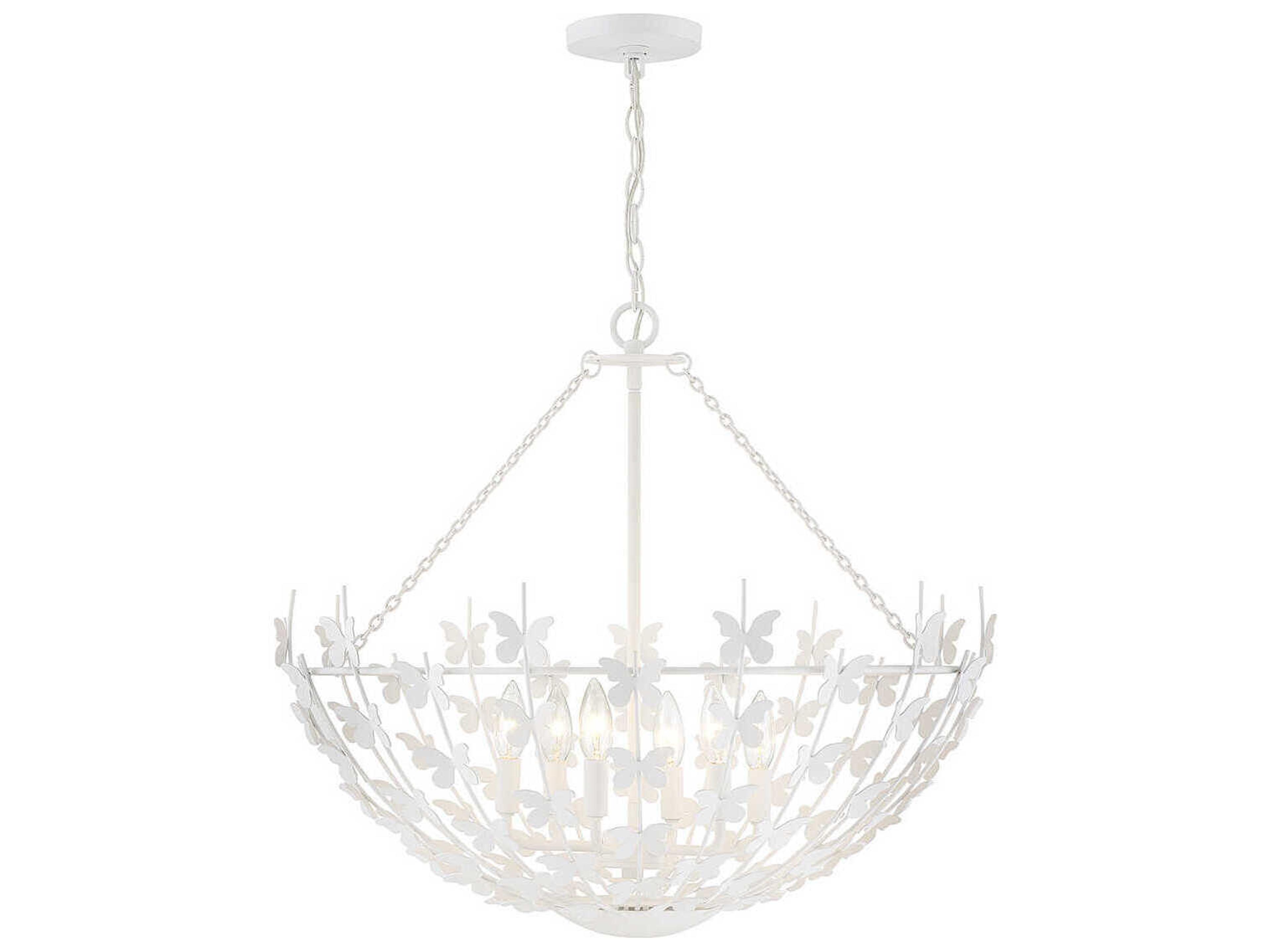 Savoy House Birch 6-Light Bisque White Bowl Pendant