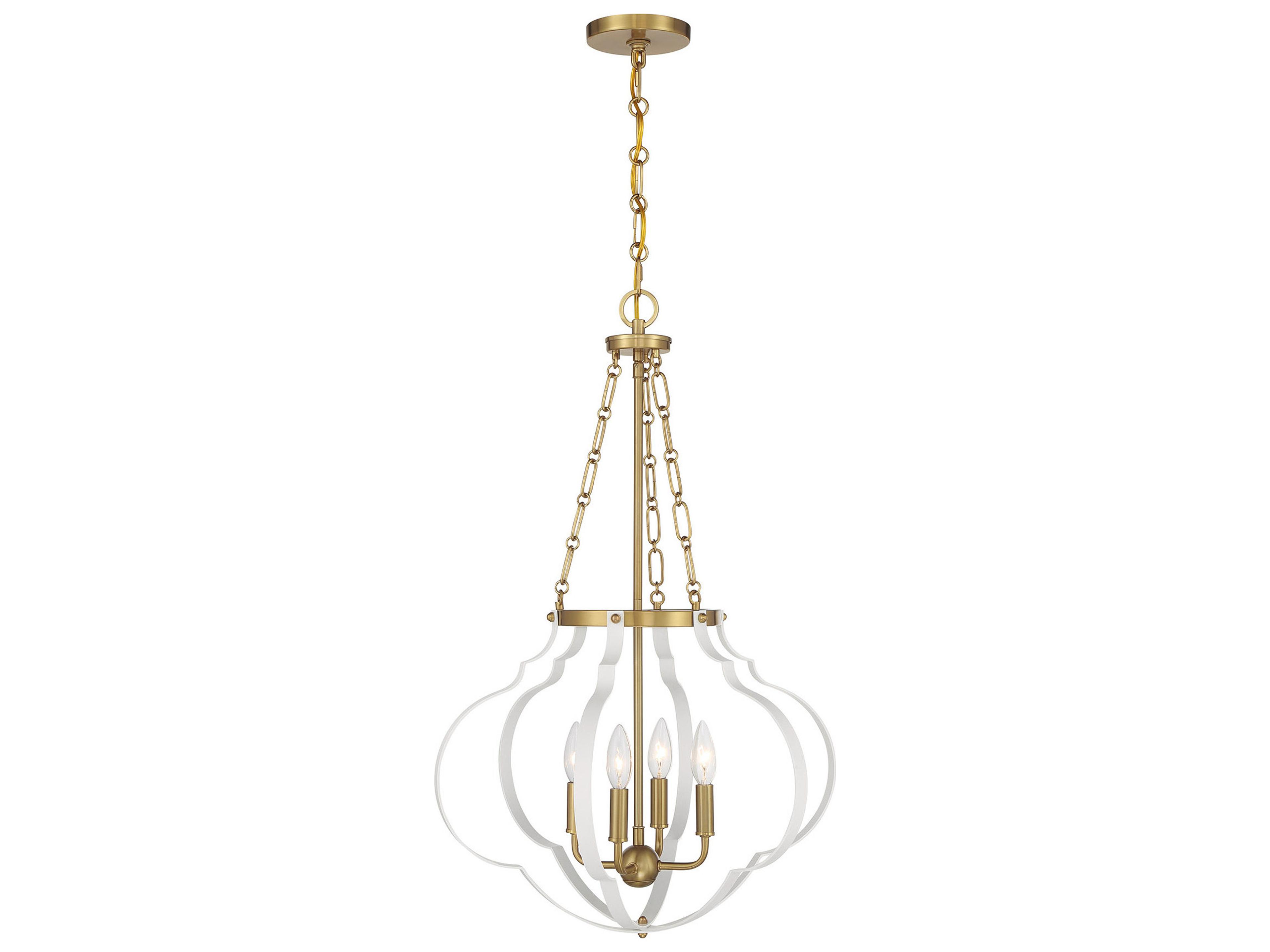 Savoy House Mercer 4-Light White Warm Brass Pendant