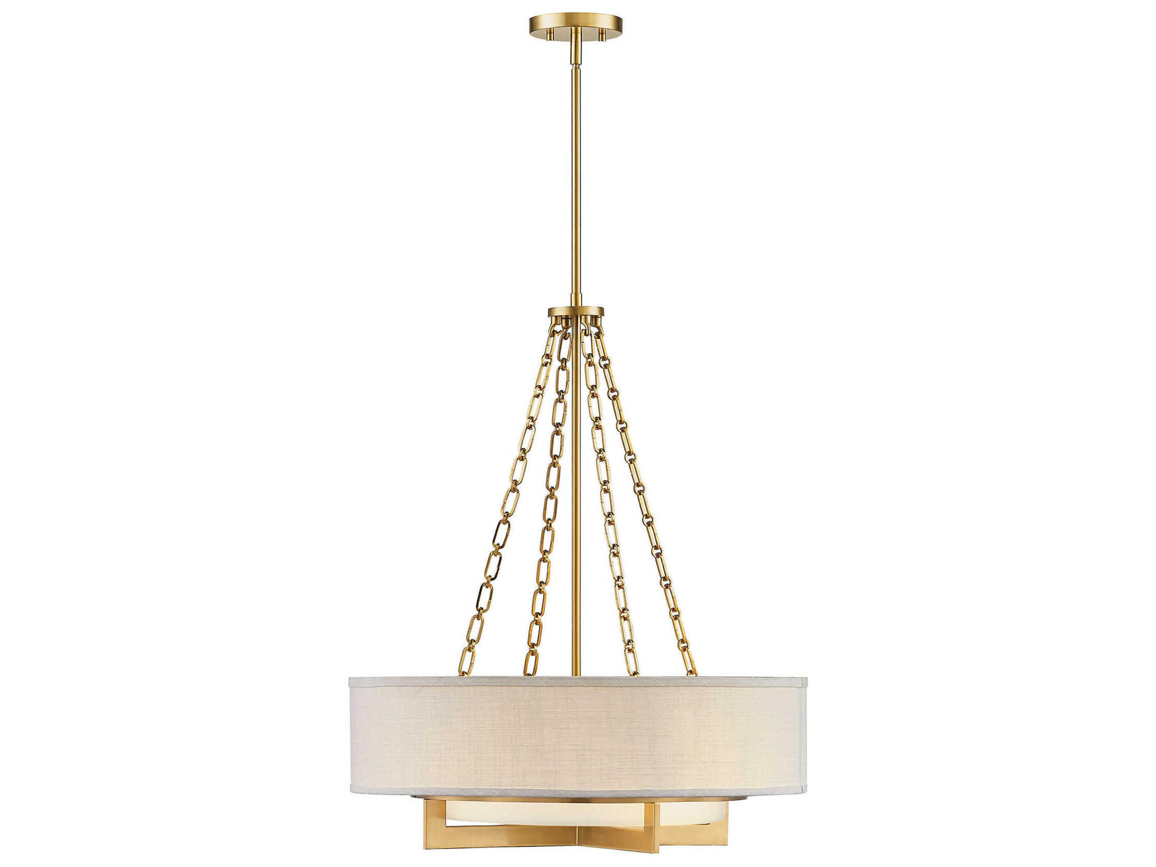 Savoy House Brentwood 4-Light Warm Brass Drum Pendant