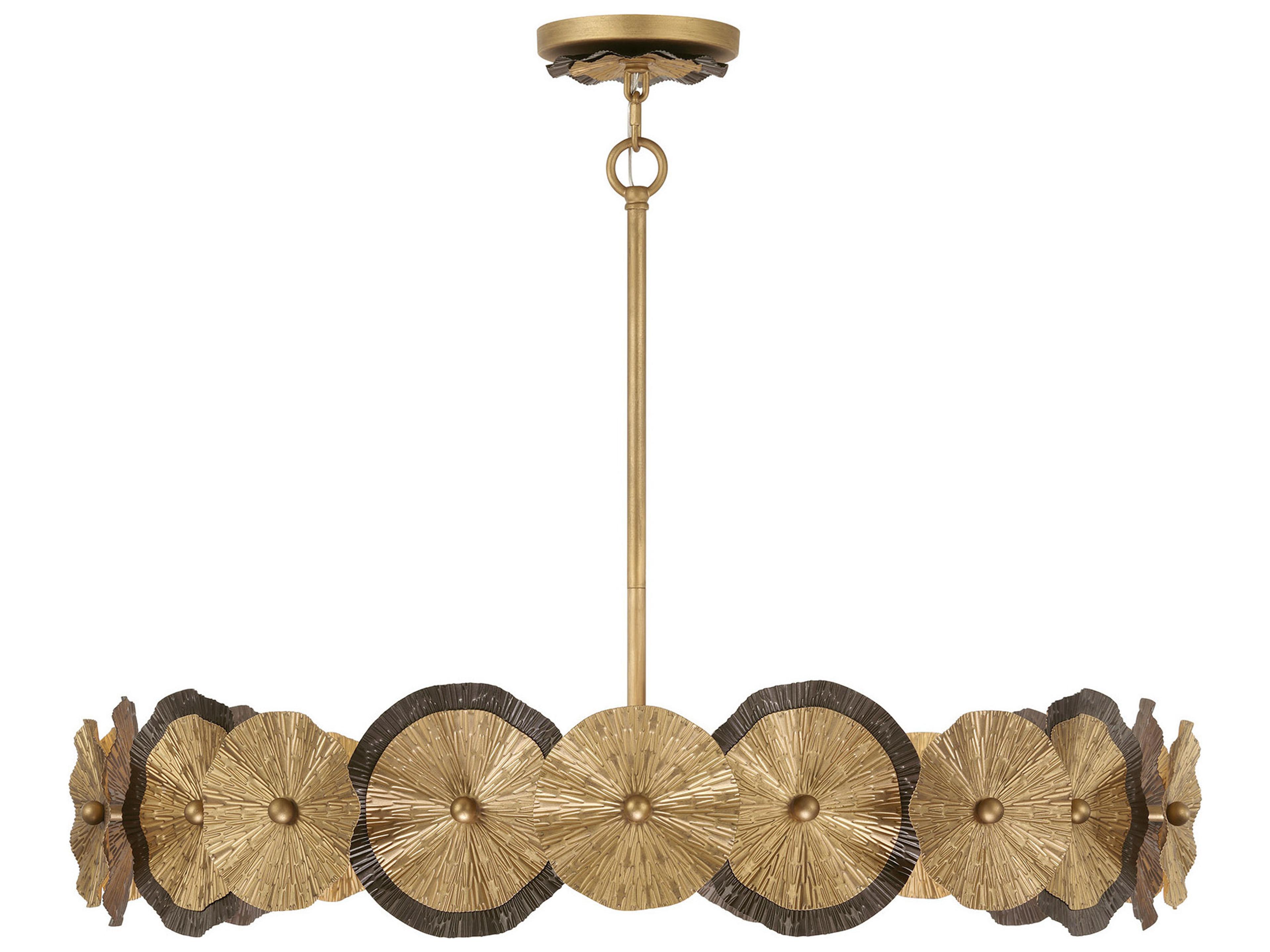 Savoy House Lincoln 5-Light Distressed Gold Bronze Round Pendant