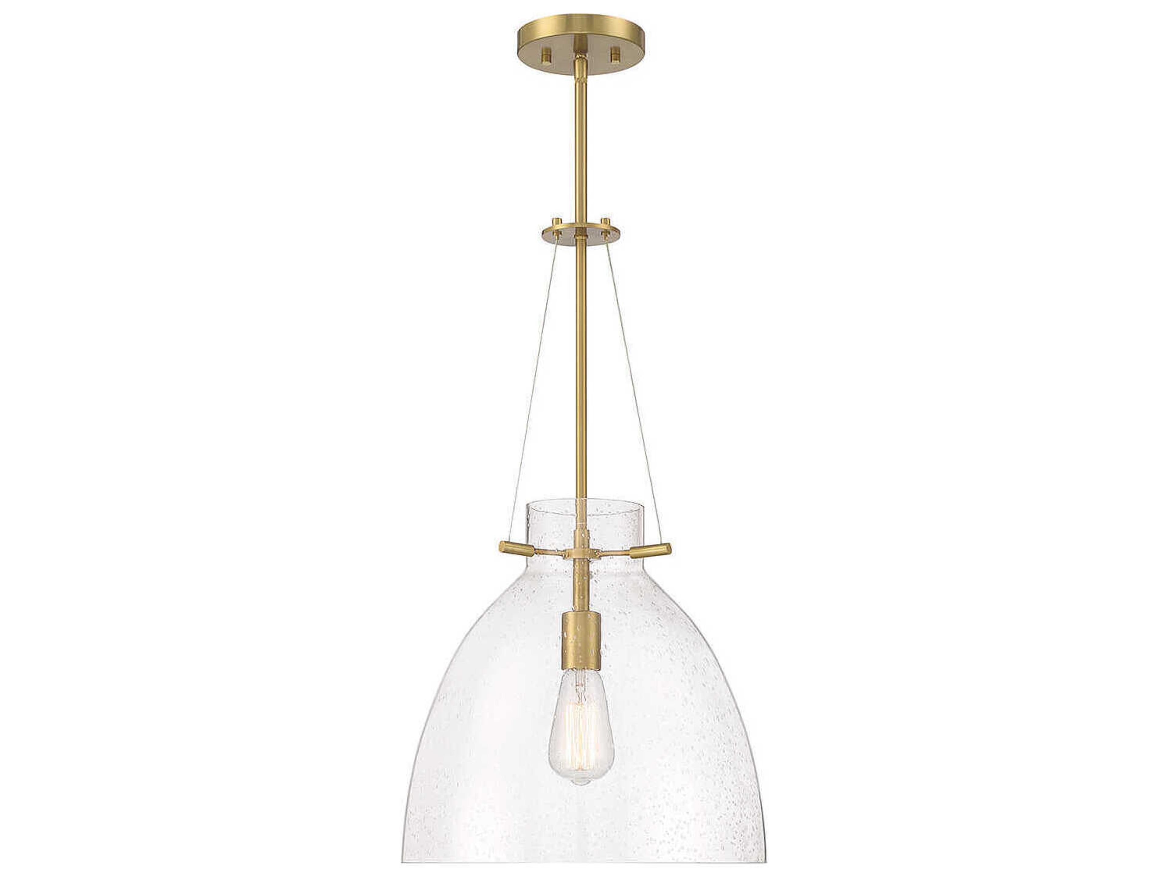 Savoy House Foster 1-Light Warm Brass Glass Dome Pendant
