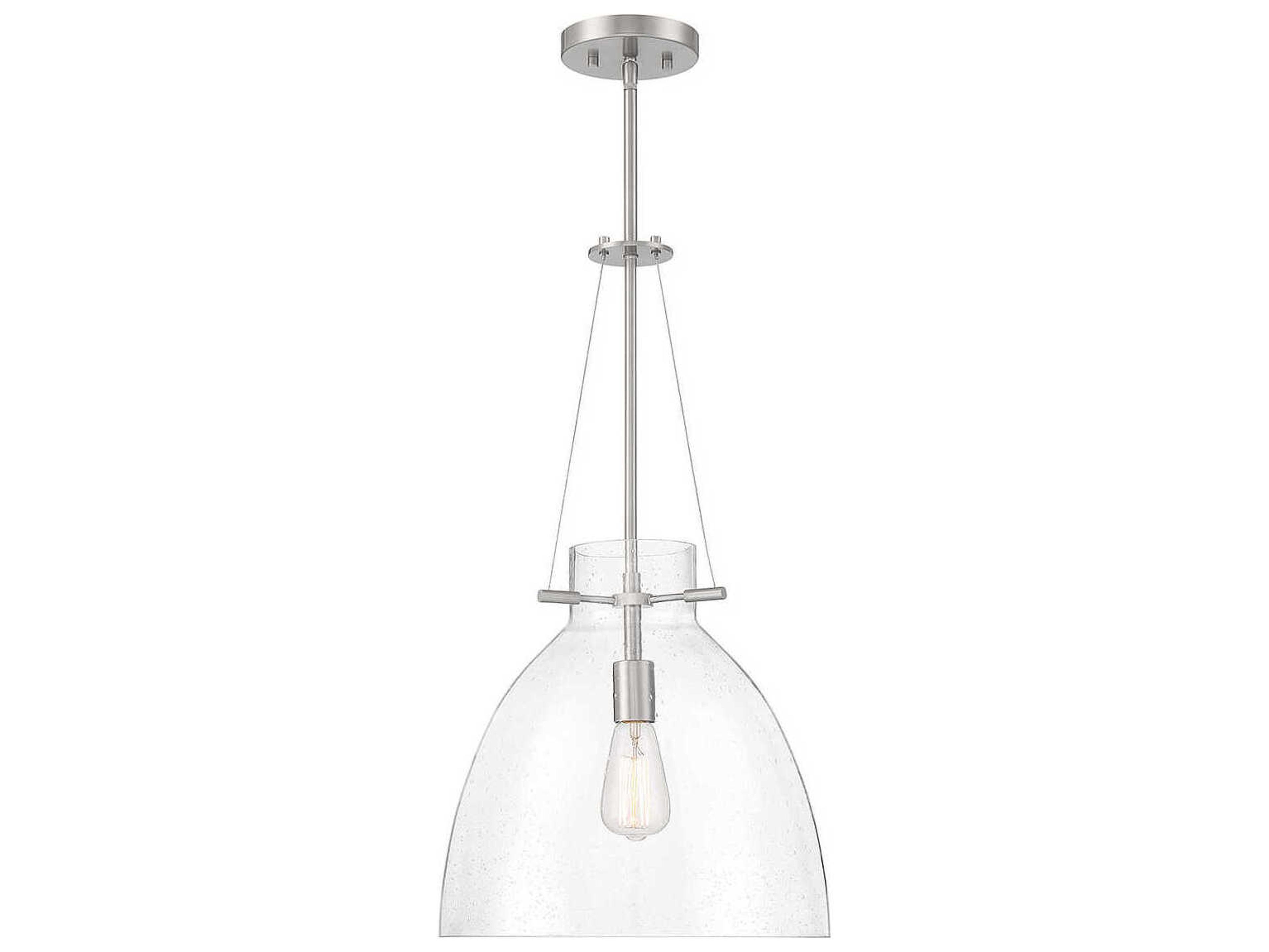 Savoy House Foster 1-Light Satin Nickel Glass Dome Pendant