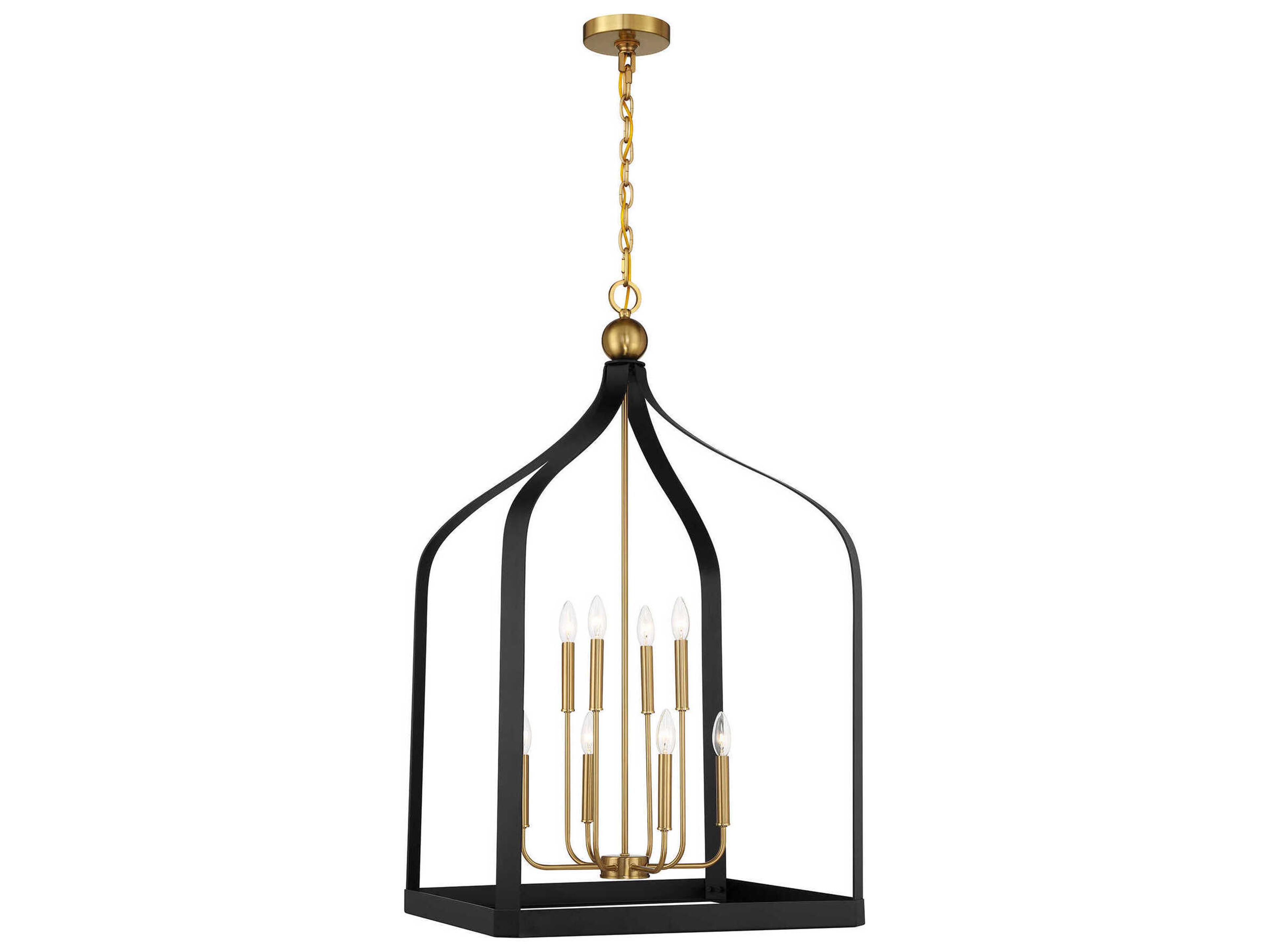 Savoy House Sheffield 8-Light Matte Black Warm Brass Pendant