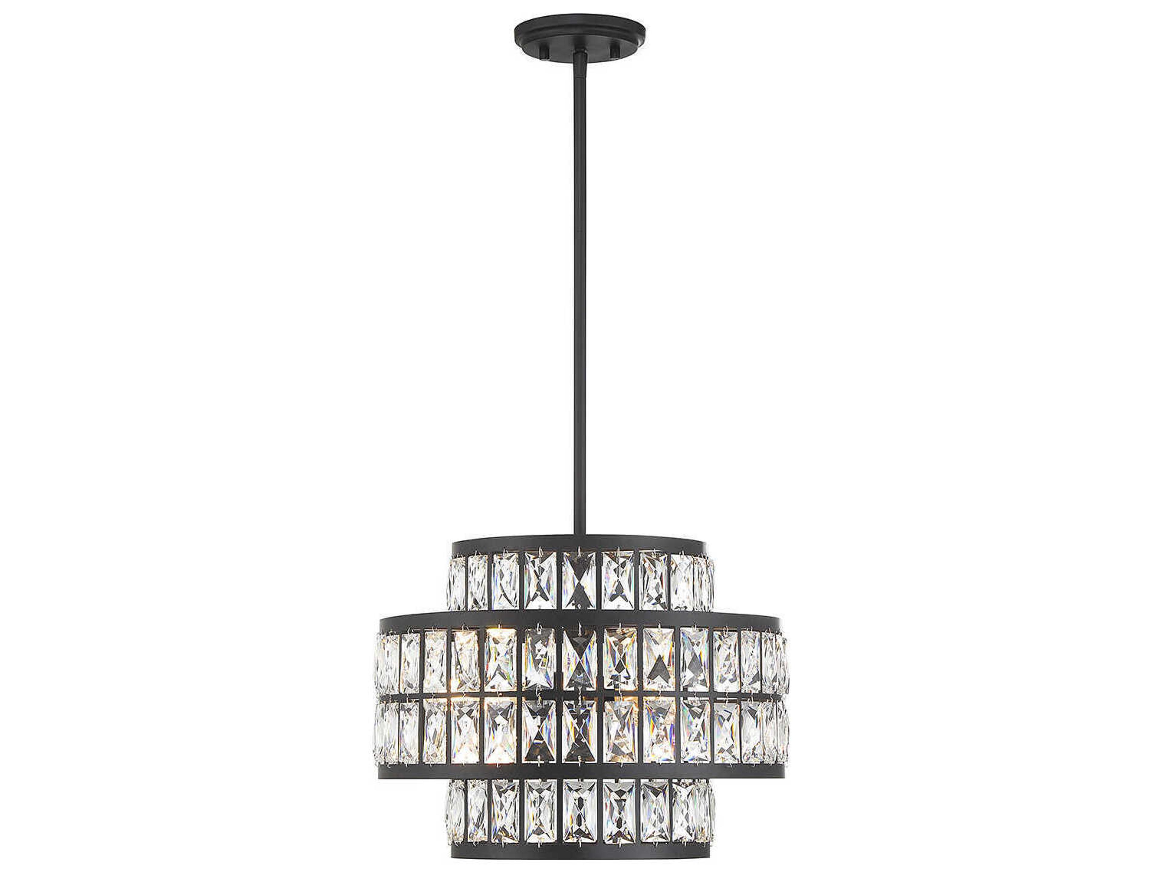 Savoy House Renzo 3-Light Matte Black Crystal Pendant