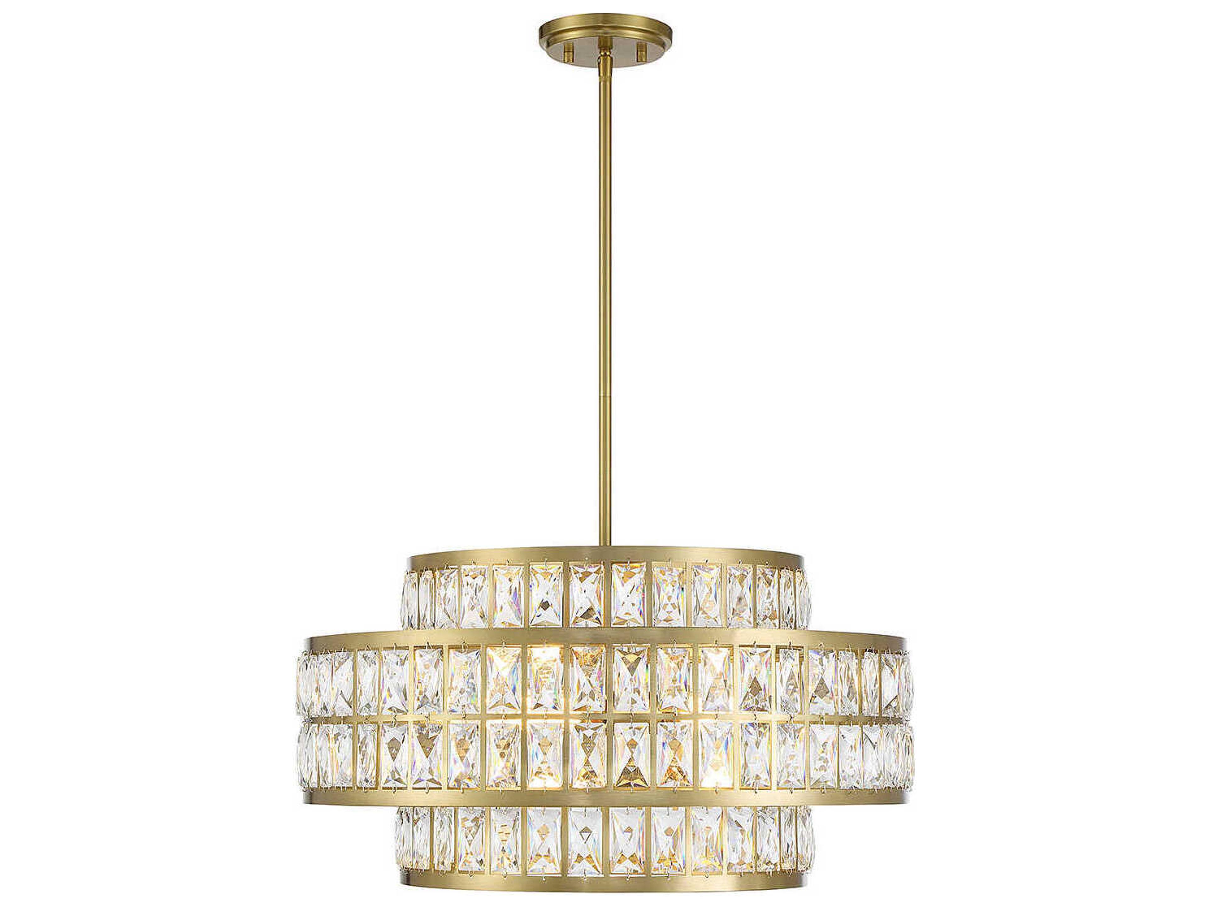 Savoy House Renzo 4-Light Warm Brass Crystal Pendant
