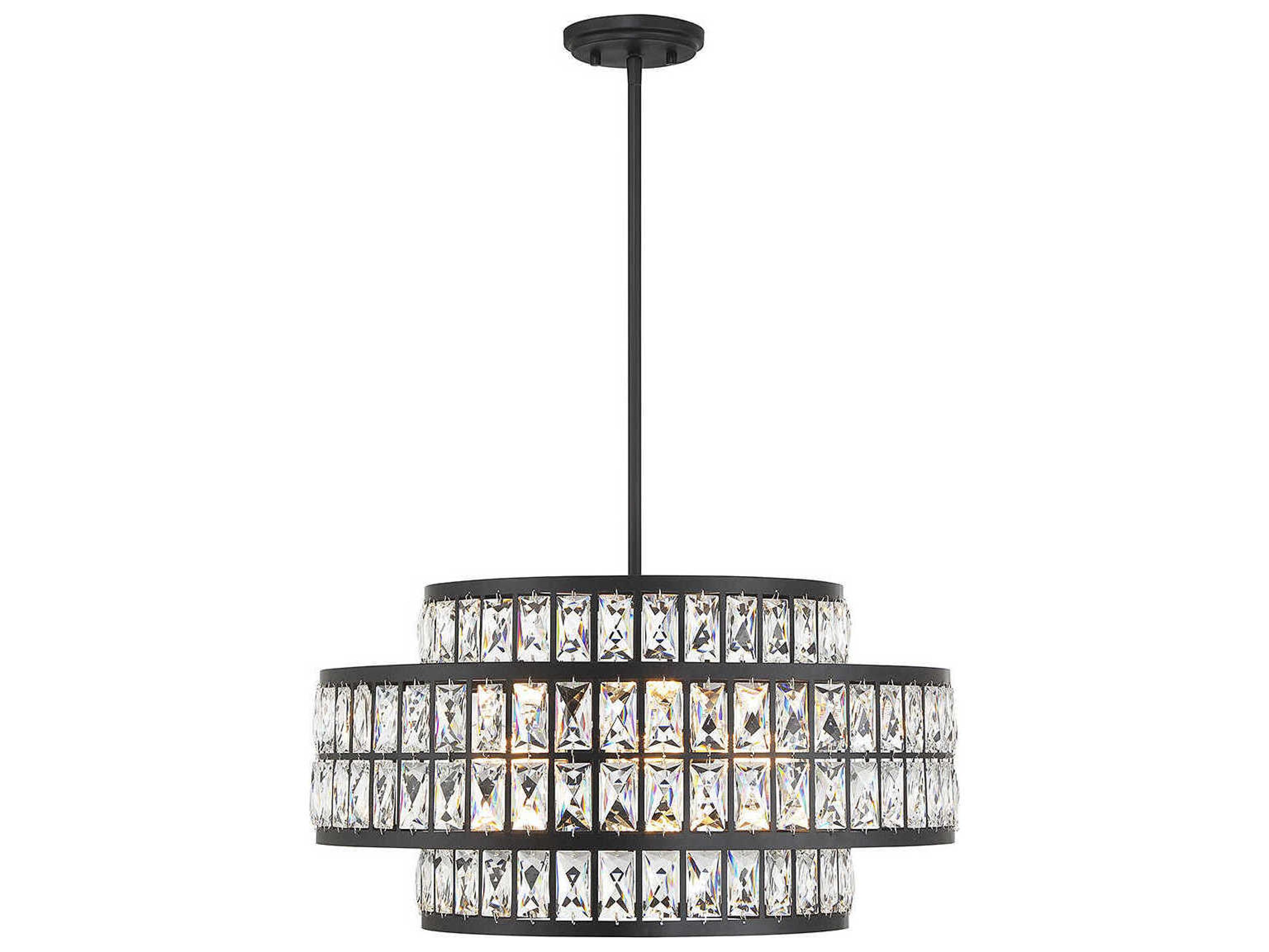 Savoy House Renzo 4-Light Matte Black Crystal Pendant