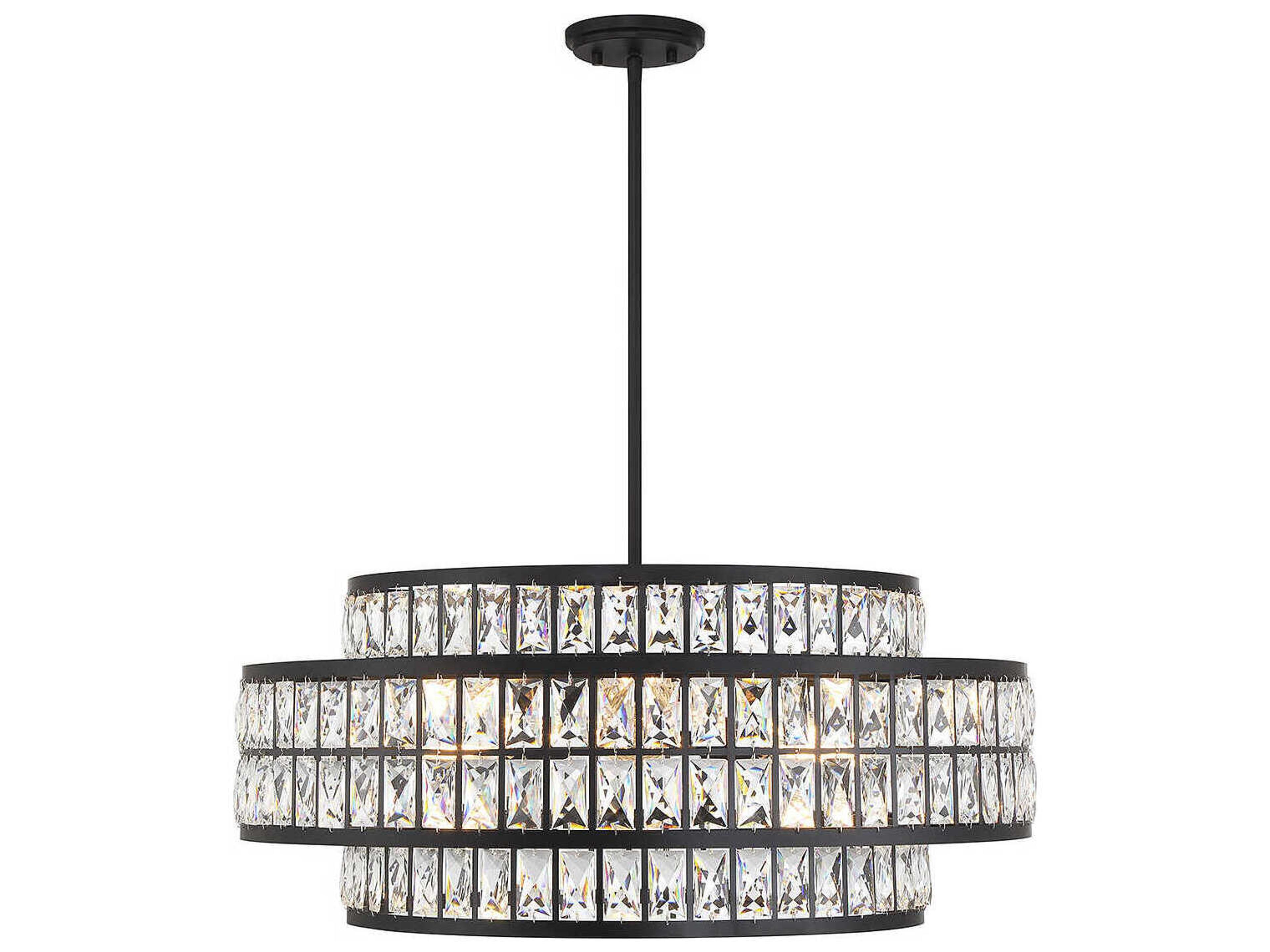 Savoy House Renzo 6-Light Matte Black Crystal Pendant