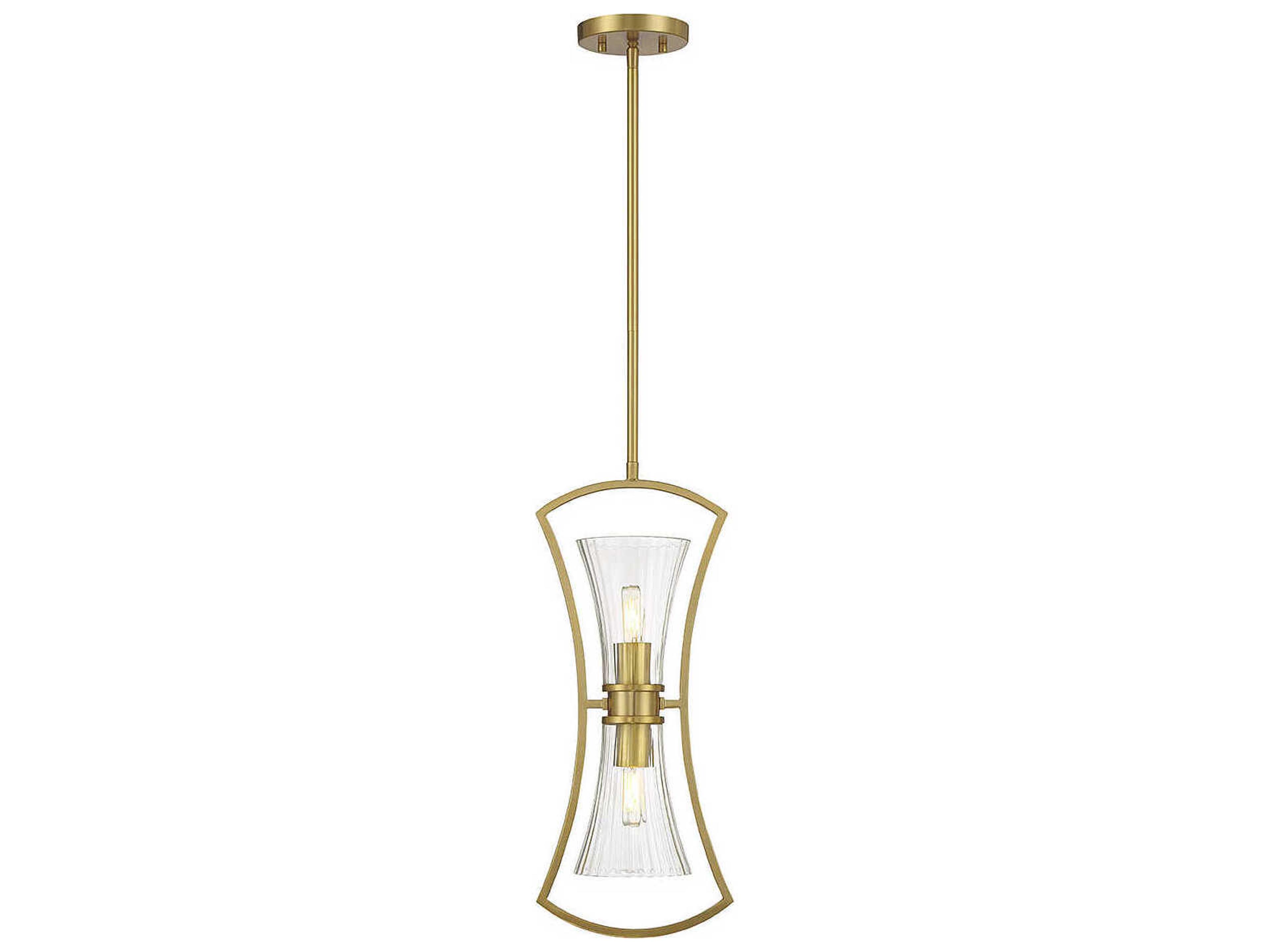 Savoy House Bennington 2-Light Warm Brass Glass Mini Pendant