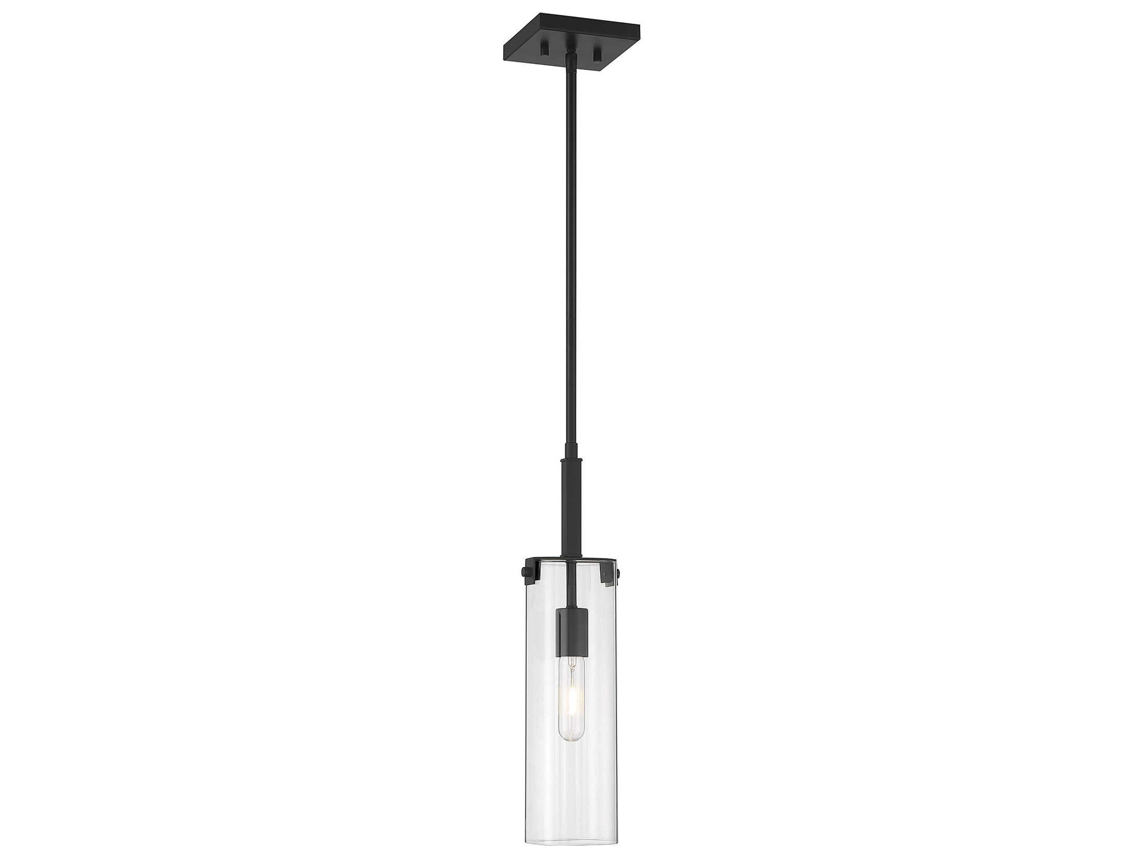 Savoy House Winfield 1-Light Matte Black Glass Cylinder Mini Pendant
