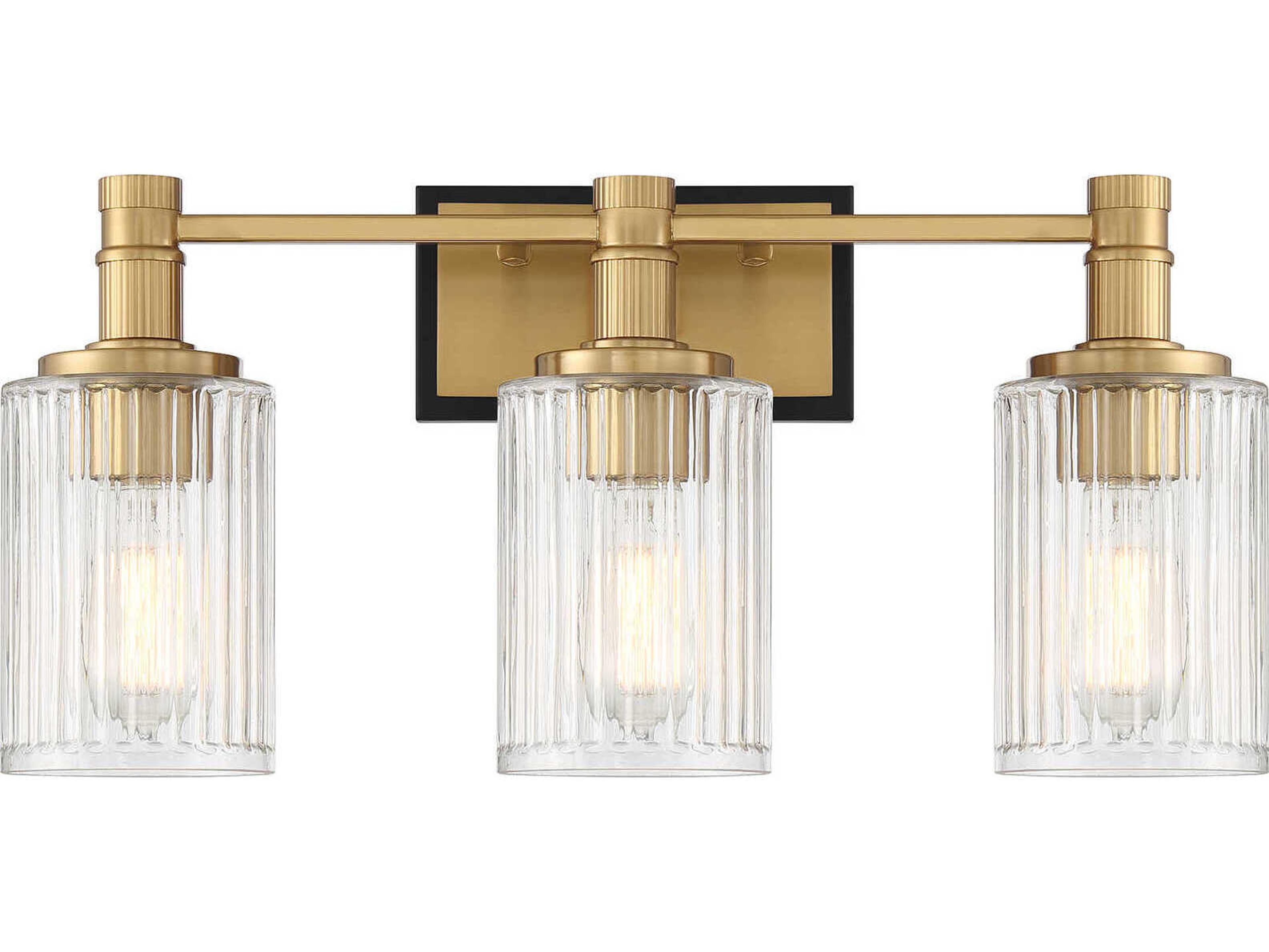Savoy House Concord 3-Light Matte Black Warm Brass Vanity Light