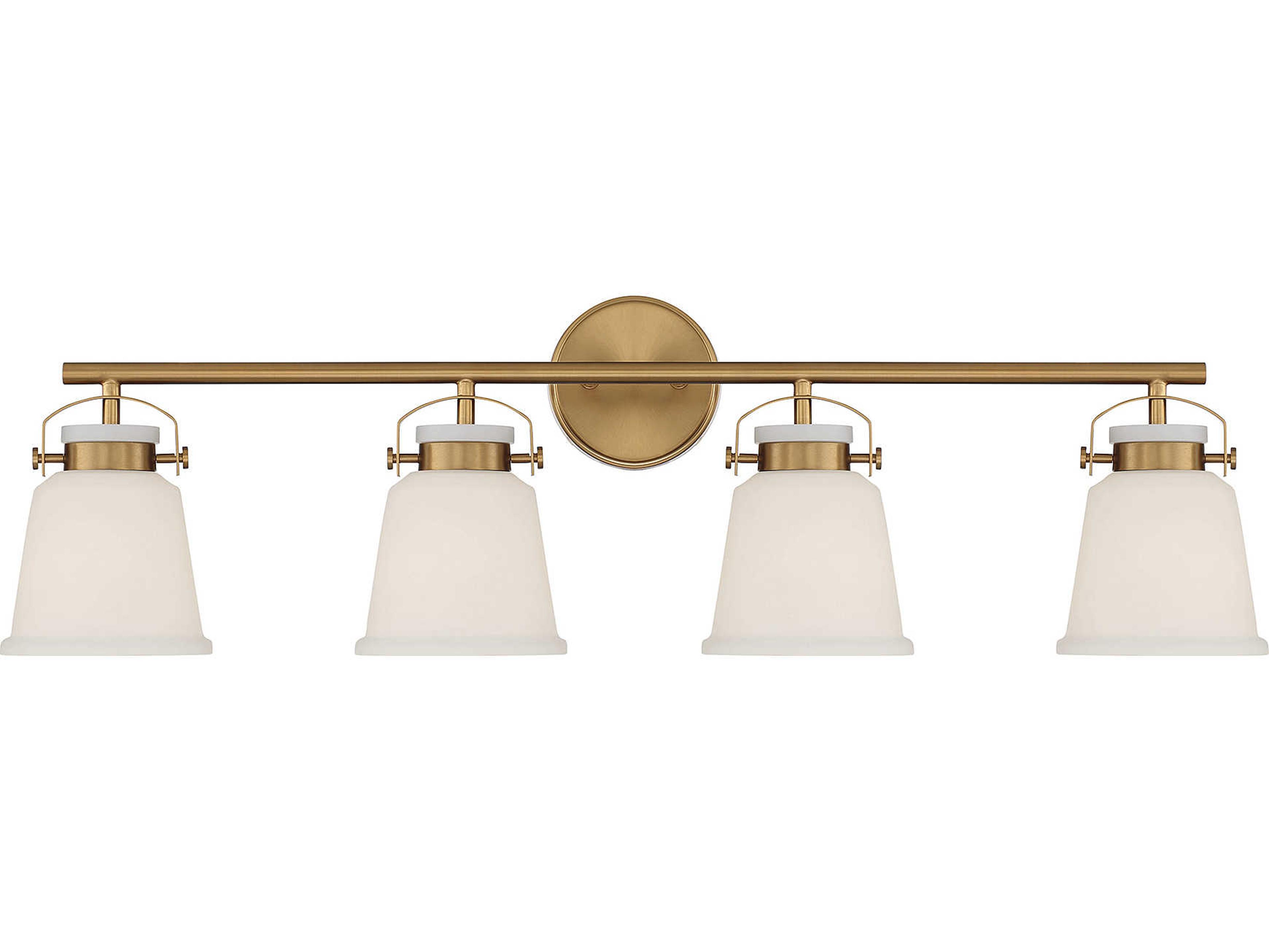 Savoy House Kaden 4-Light Warm Brass Glass Vanity Light