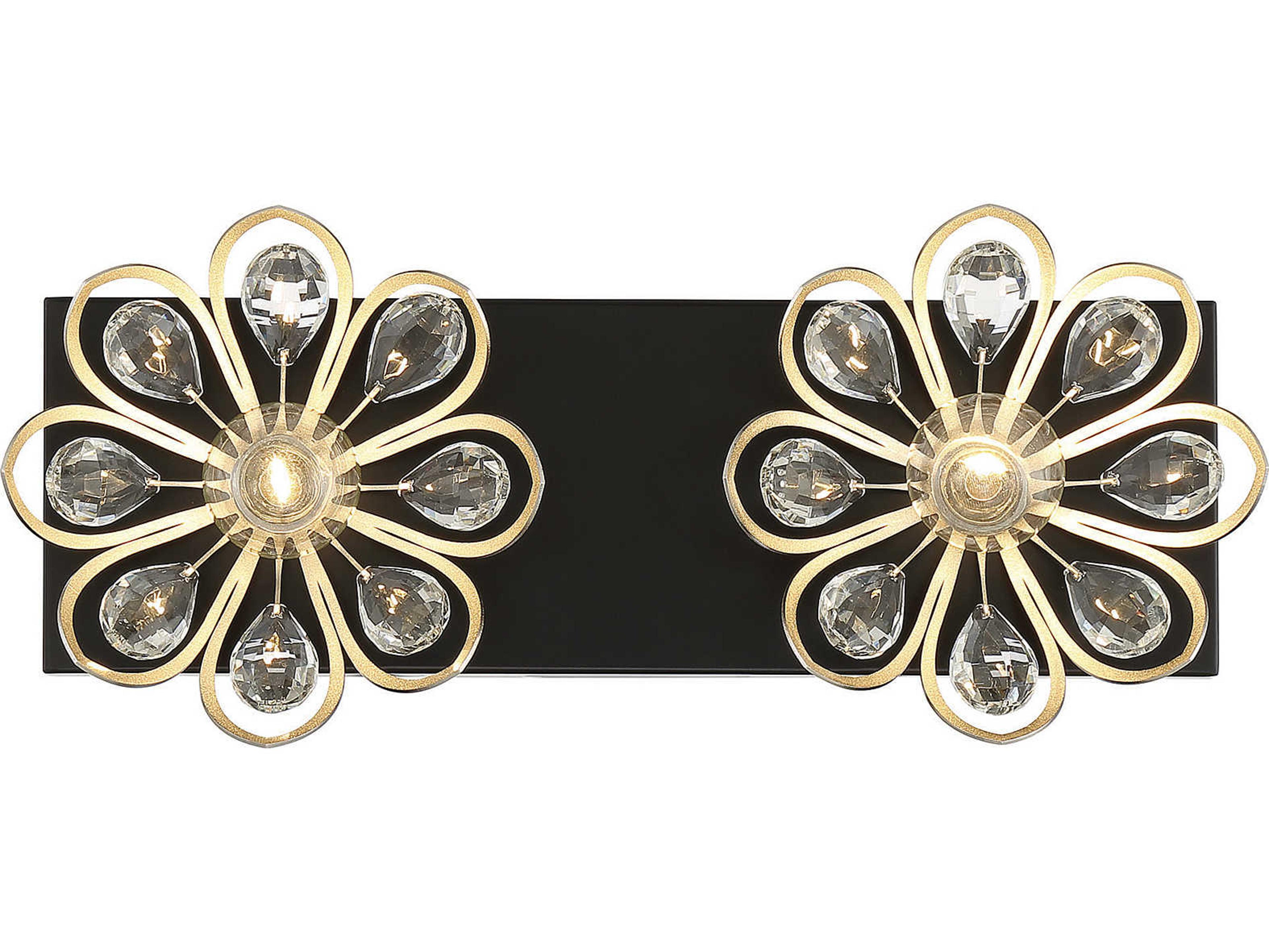 Savoy House Poppy 2-Light Matte Black Satin Nickel Crystal Vanity Light