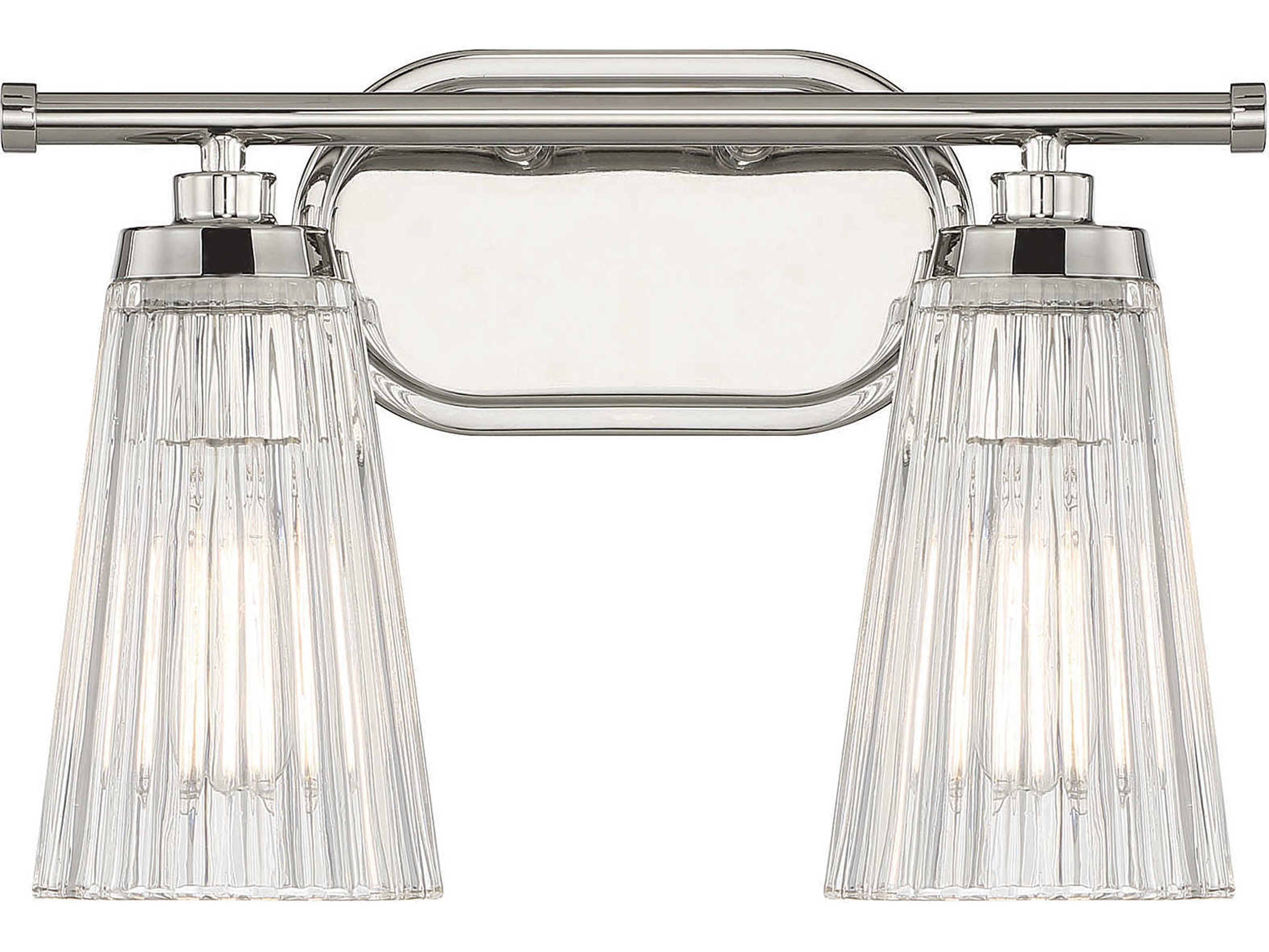 Savoy House Chantilly 2-Light Polished Nickel Glass Vanity Light
