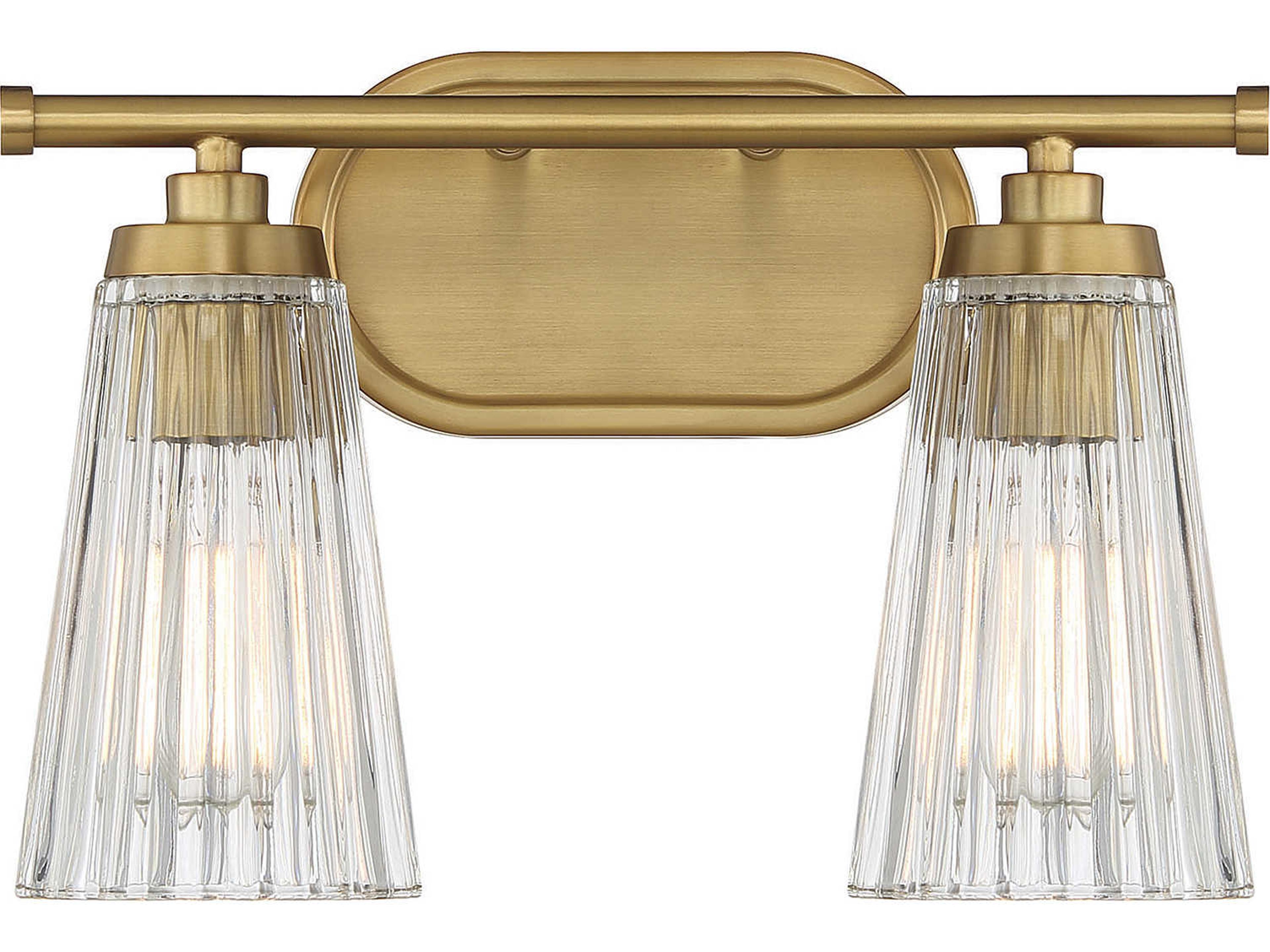 Savoy House Chantilly 2-Light Warm Brass Glass Vanity Light