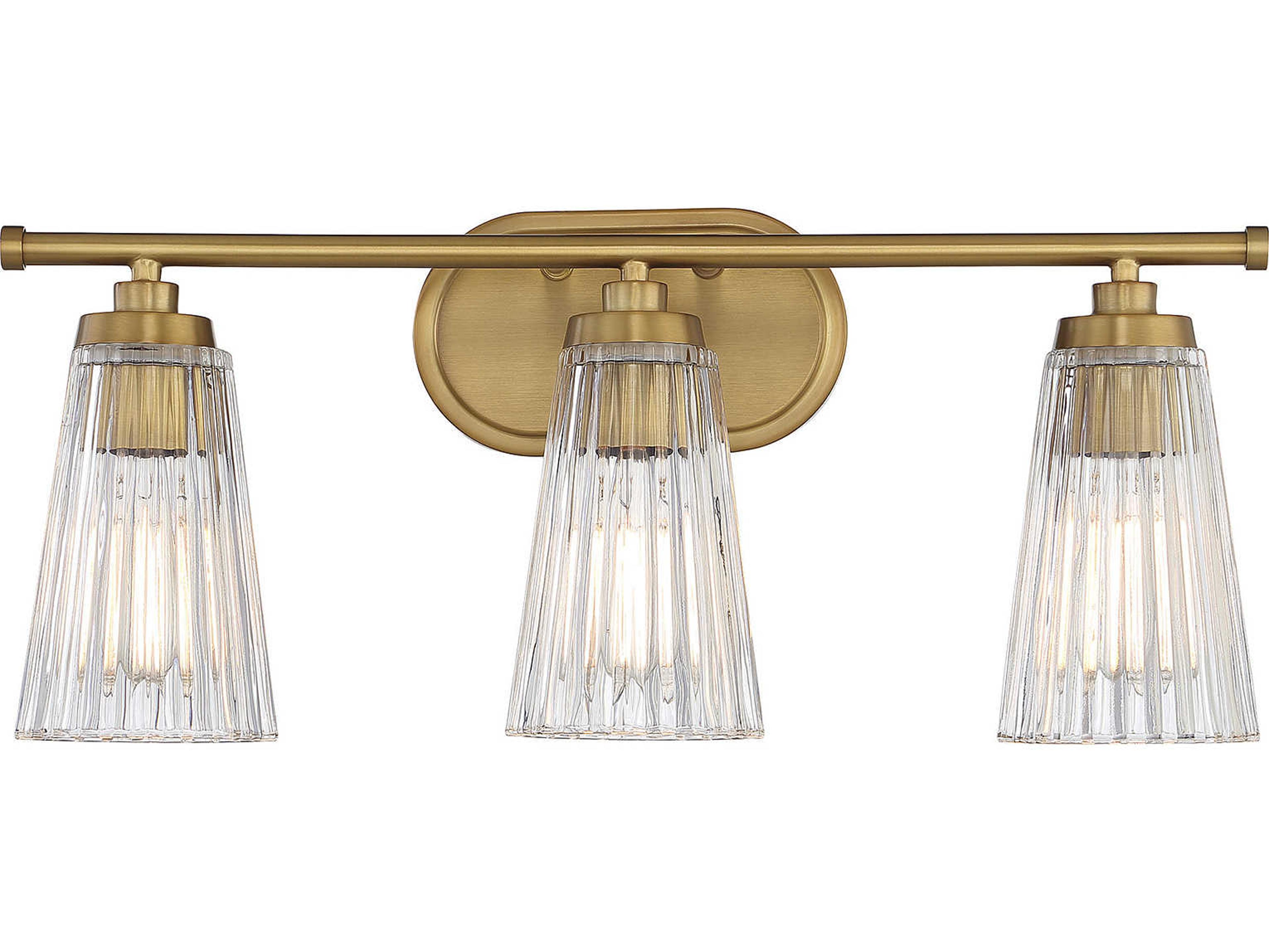 Savoy House Chantilly 3-Light Warm Brass Glass Vanity Light