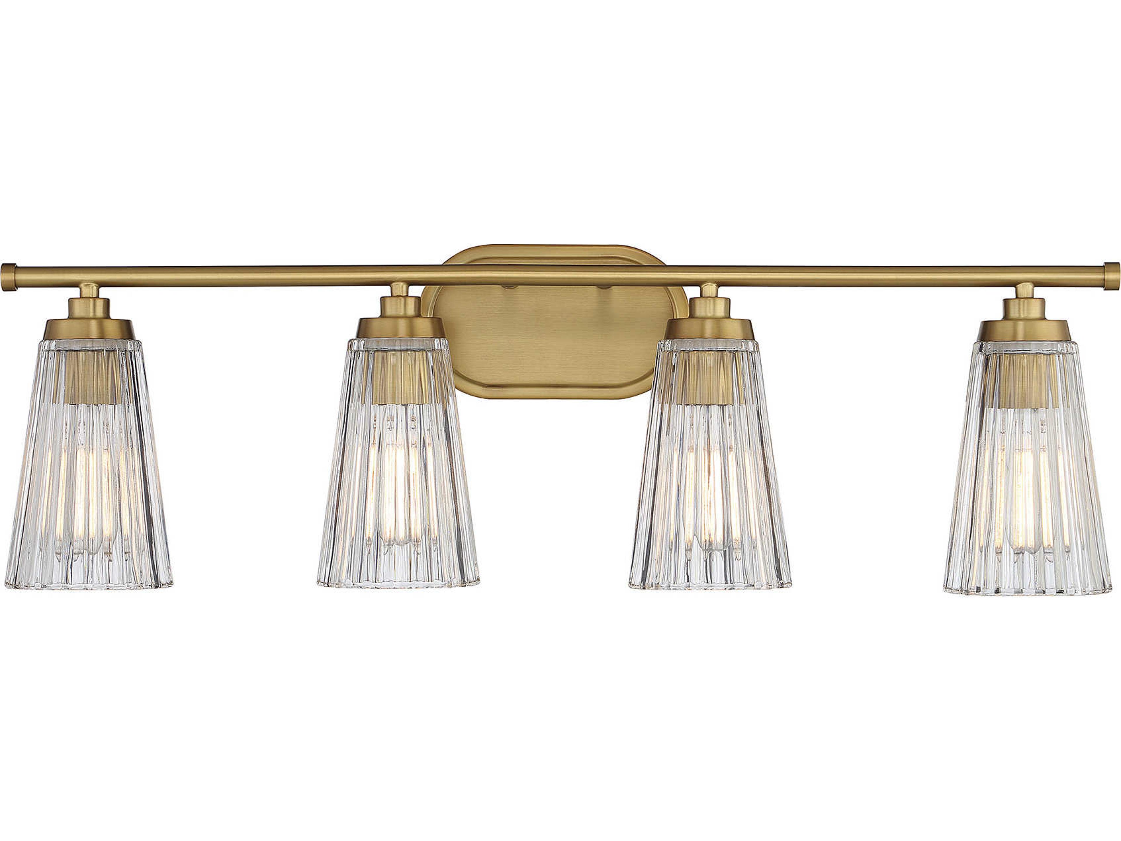 Savoy House Chantilly 4-Light Warm Brass Glass Vanity Light