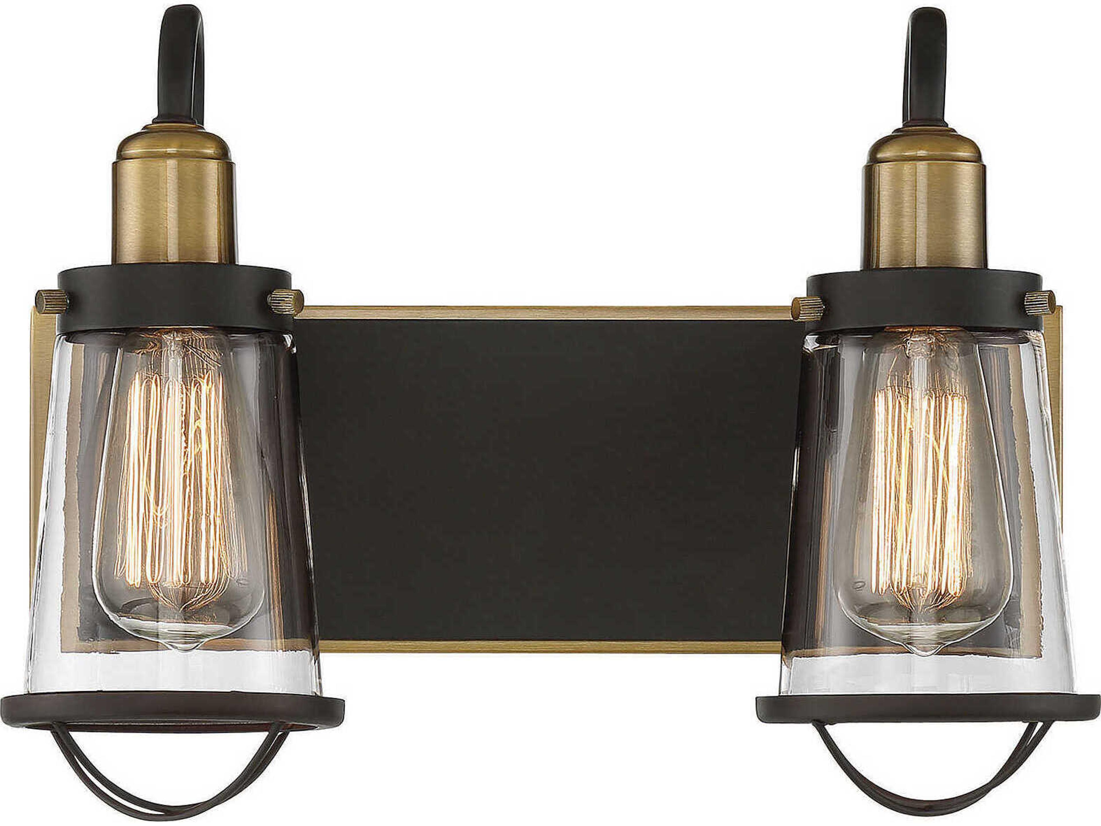 Savoy House Lansing 2-Light English Bronze Warm Brass Glass Vanity Light