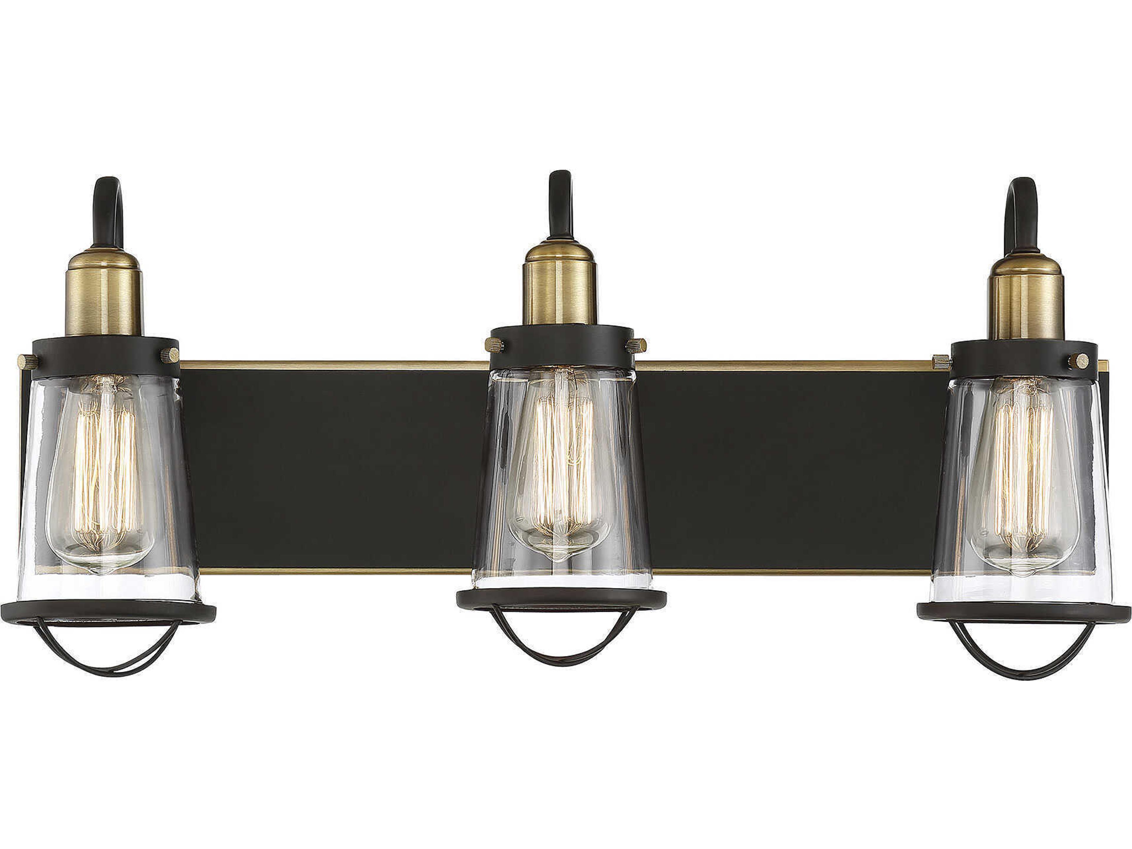Savoy House Lansing 3-Light English Bronze Warm Brass Glass Vanity Light
