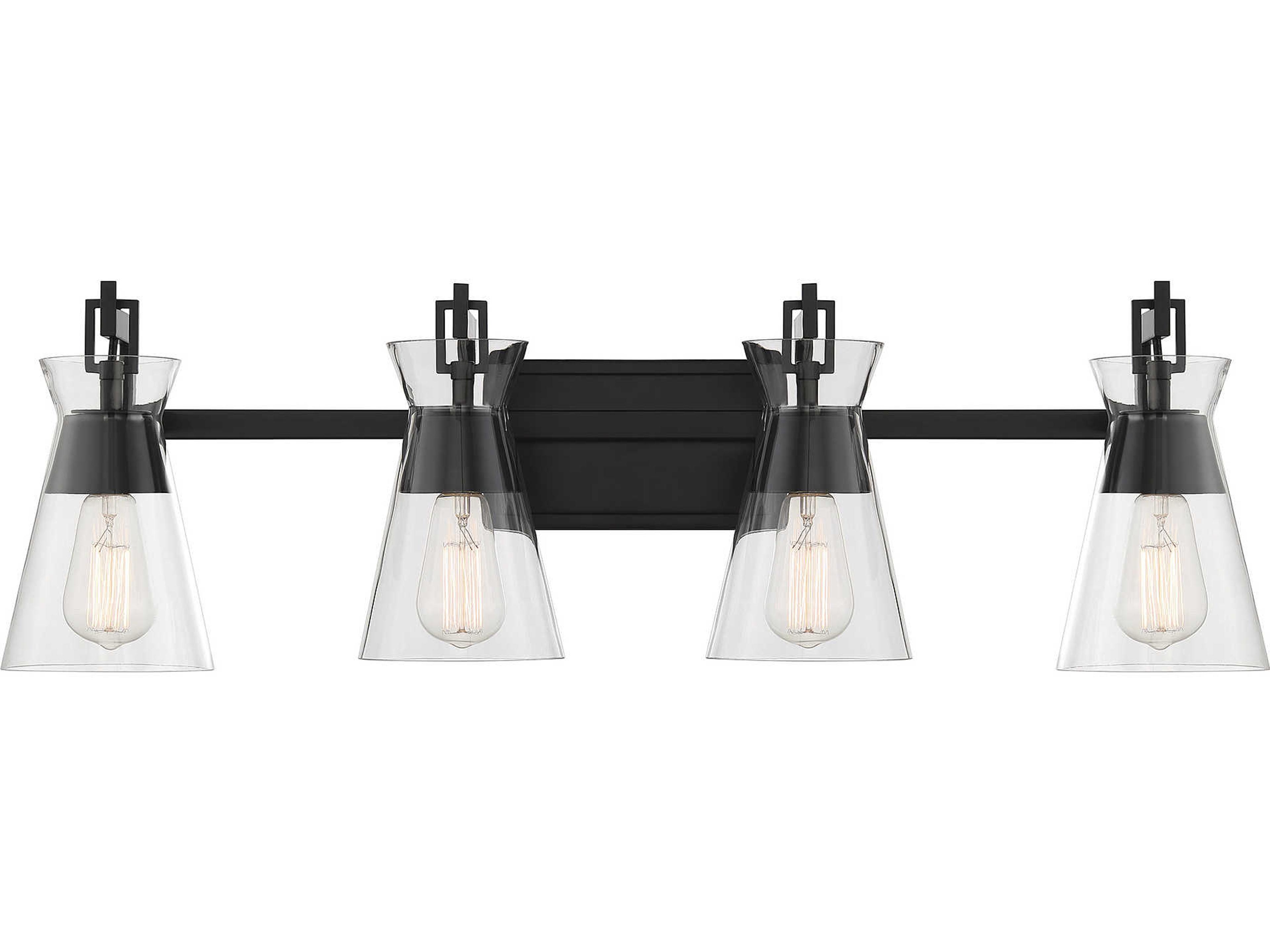 Savoy House Lakewood 4-Light Matte Black Glass Vanity Light