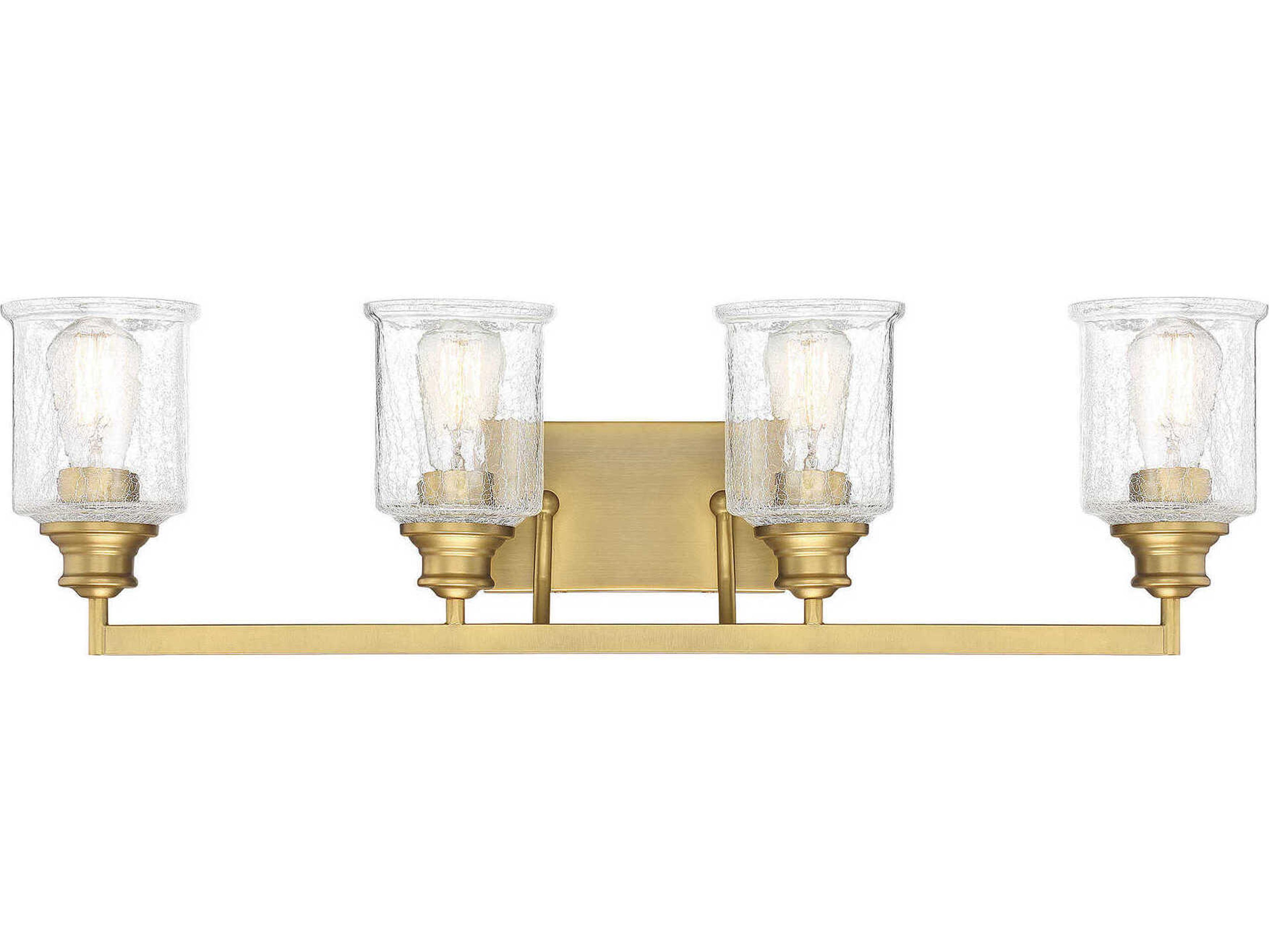 Savoy House Hampton 4-Light Warm Brass Glass Vanity Light