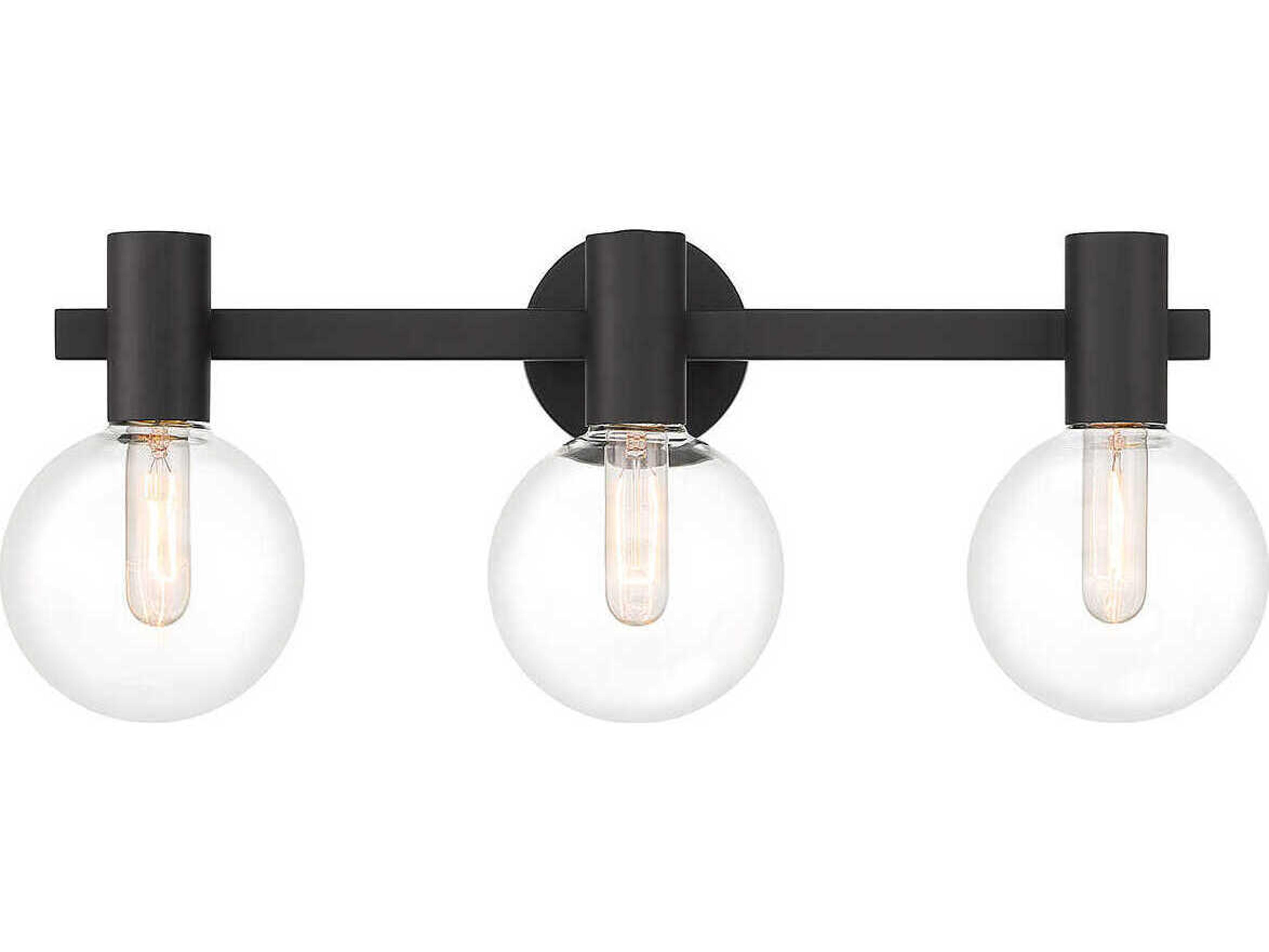 Savoy House Wright 3-Light Matte Black Glass Vanity Light