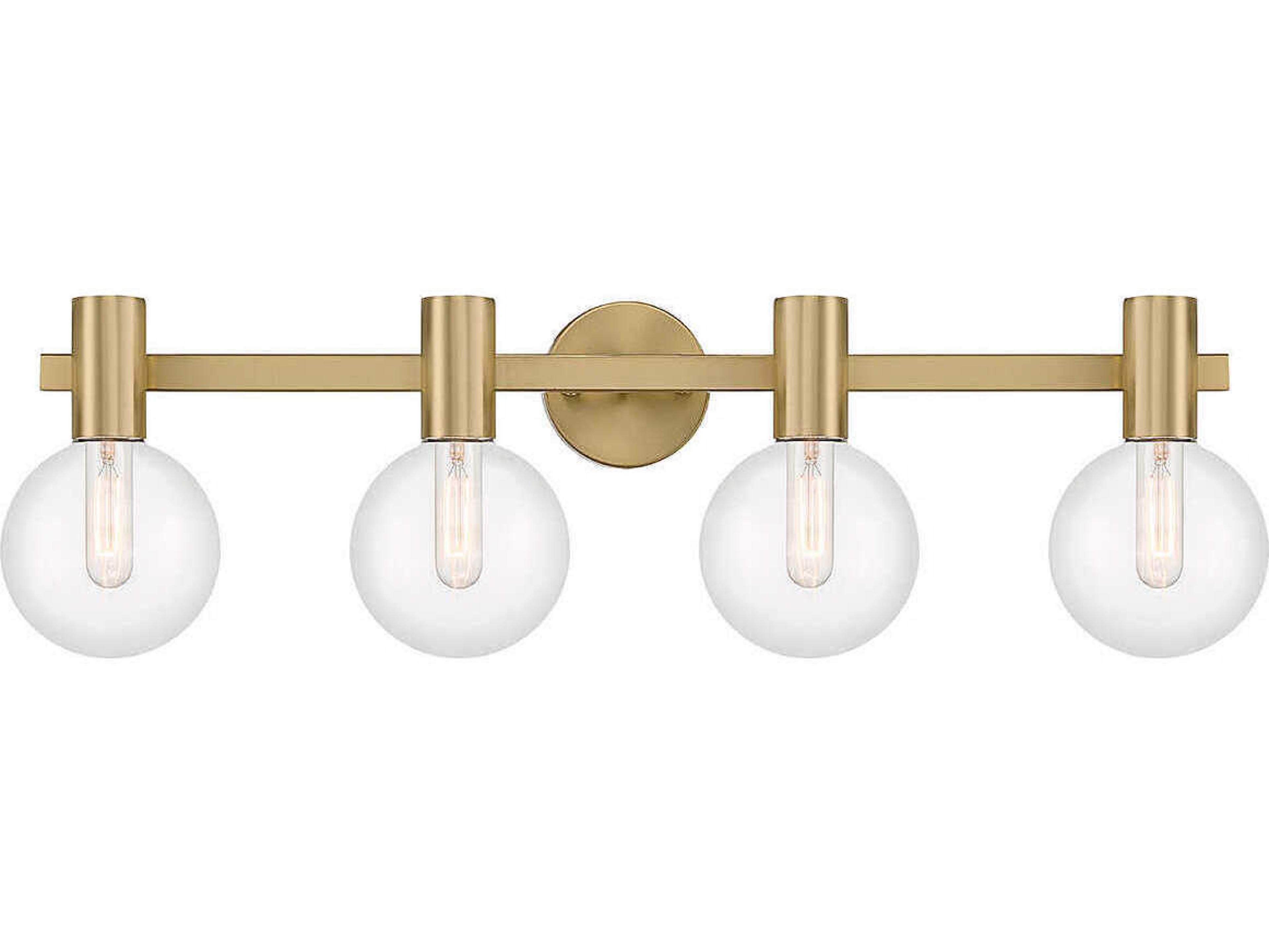 Savoy House Wright 4-Light Warm Brass Glass Vanity Light