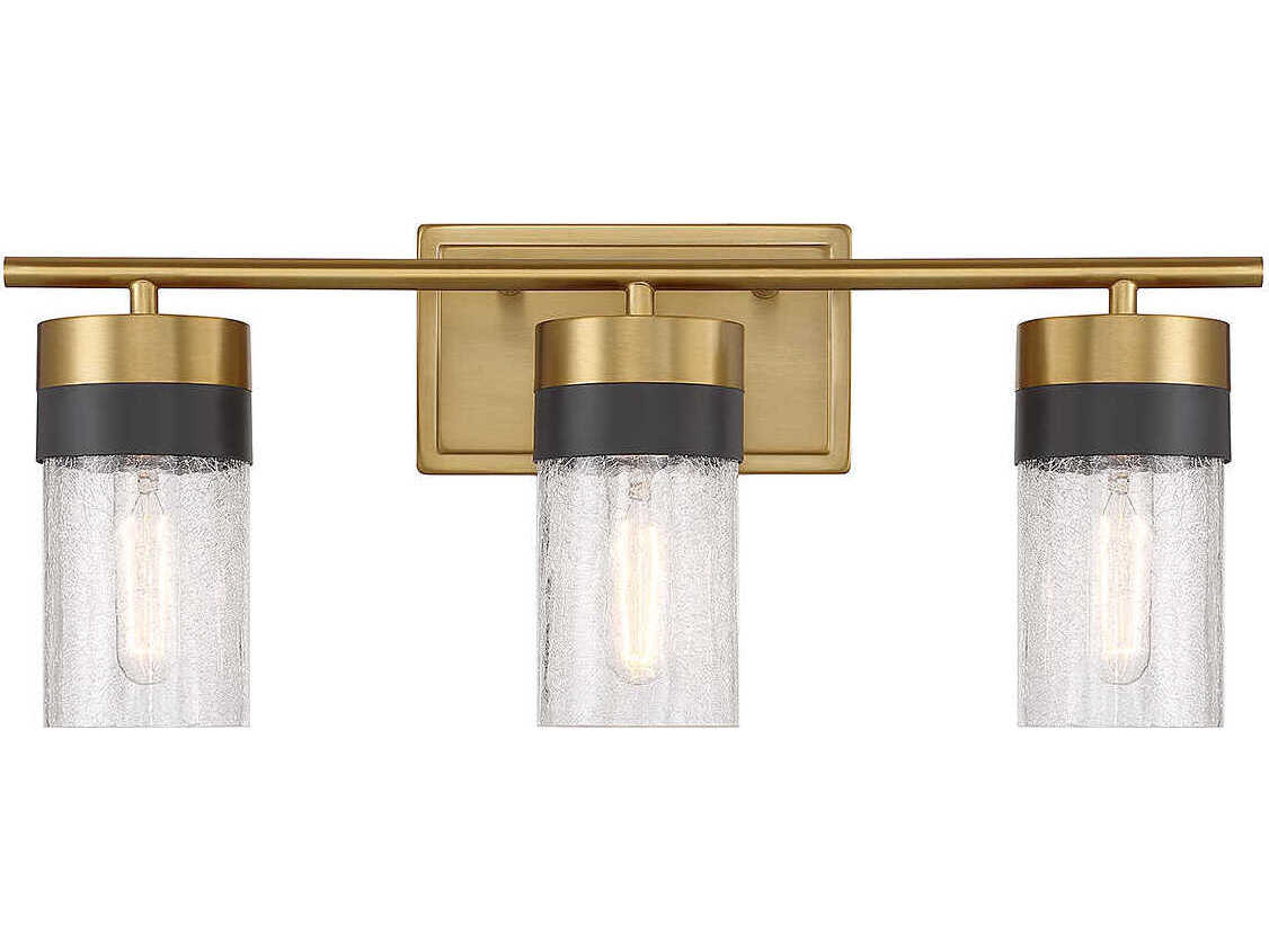 Savoy House Brickell 3-Light Warm Brass Glass Vanity Light
