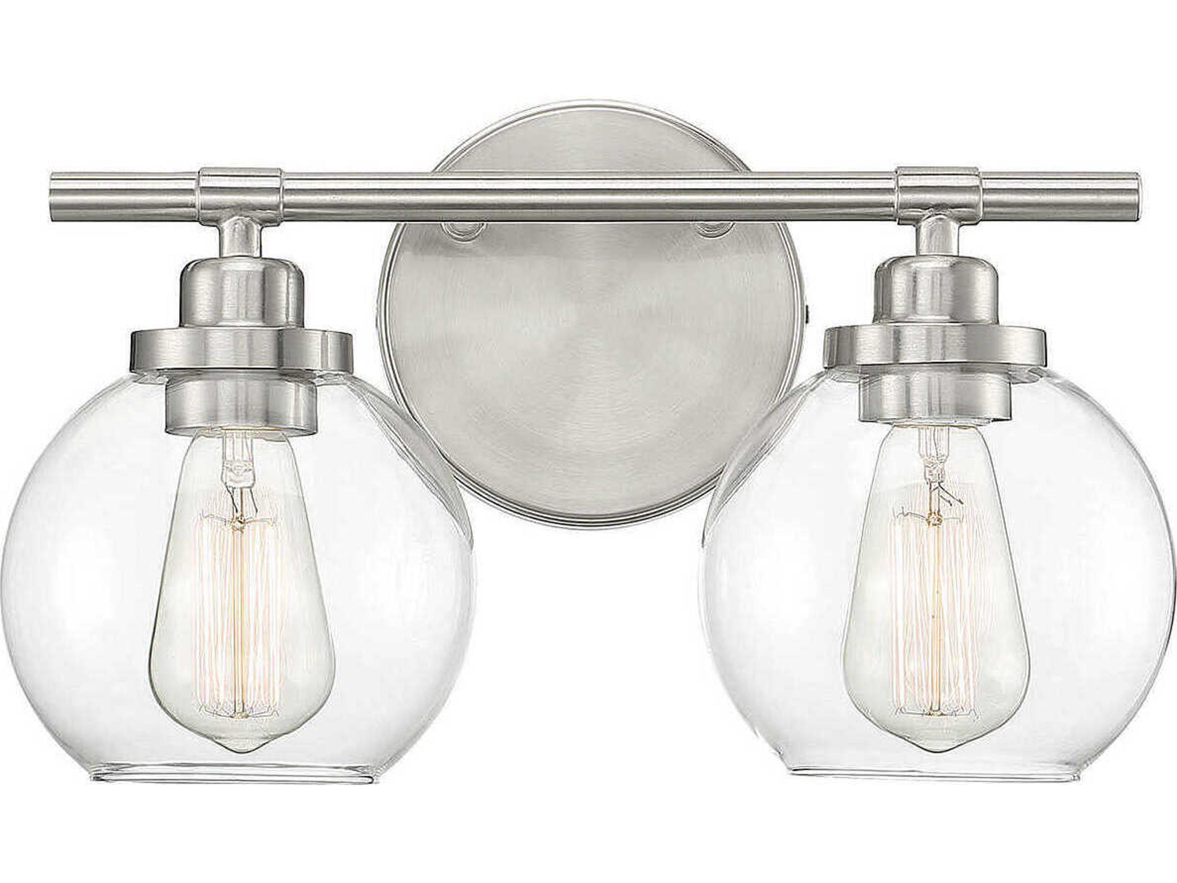 Savoy House Carson 2-Light Satin Nickel Glass Vanity Light